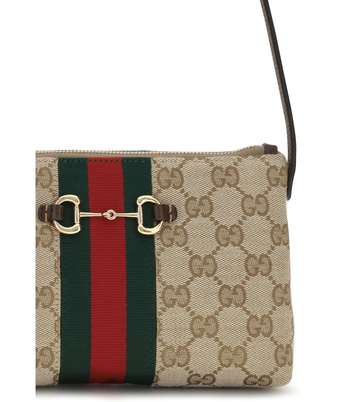 GUCCI Бежевая тканевая сумка через плечо, фото 4