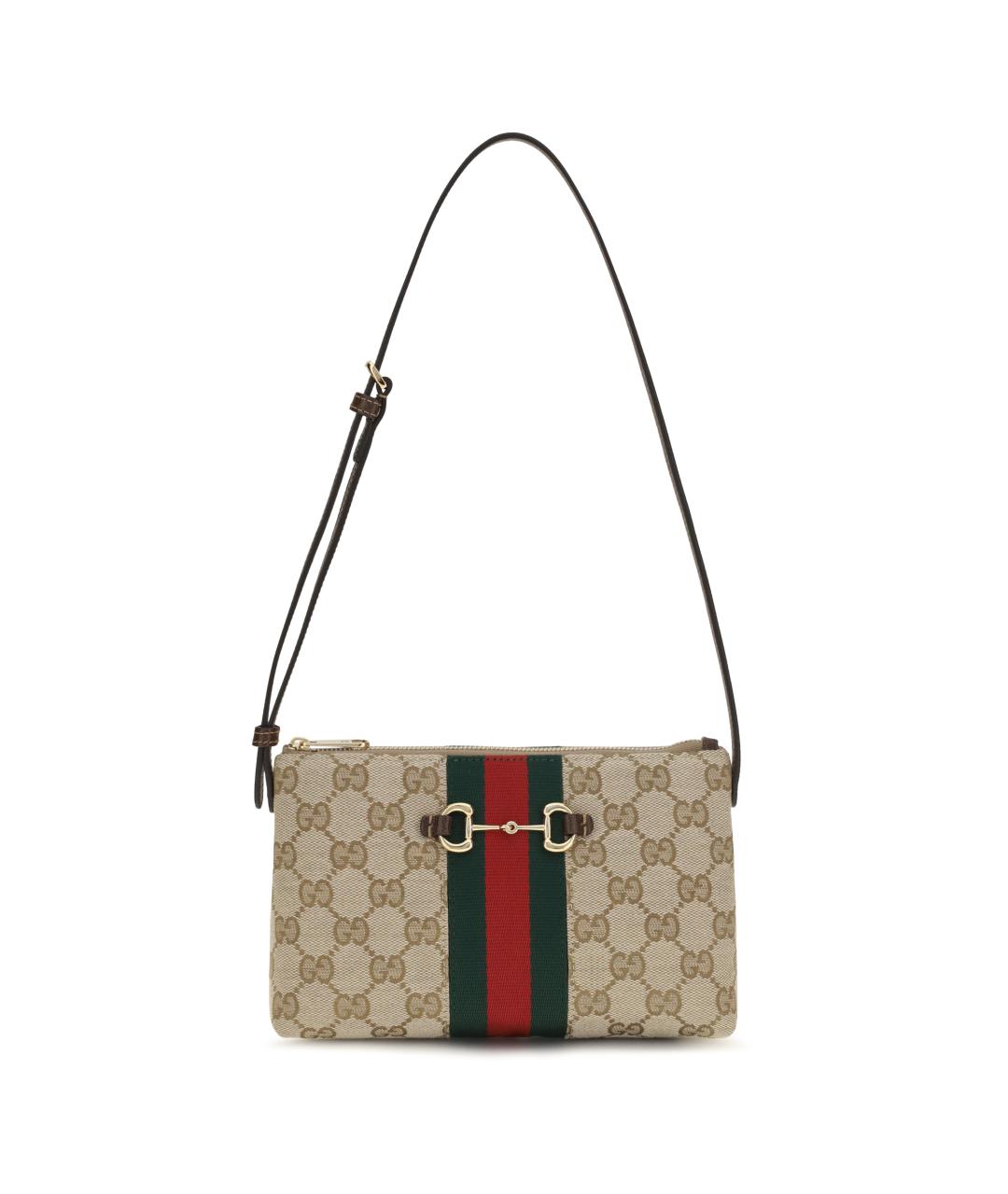 GUCCI Бежевая тканевая сумка через плечо, фото 1