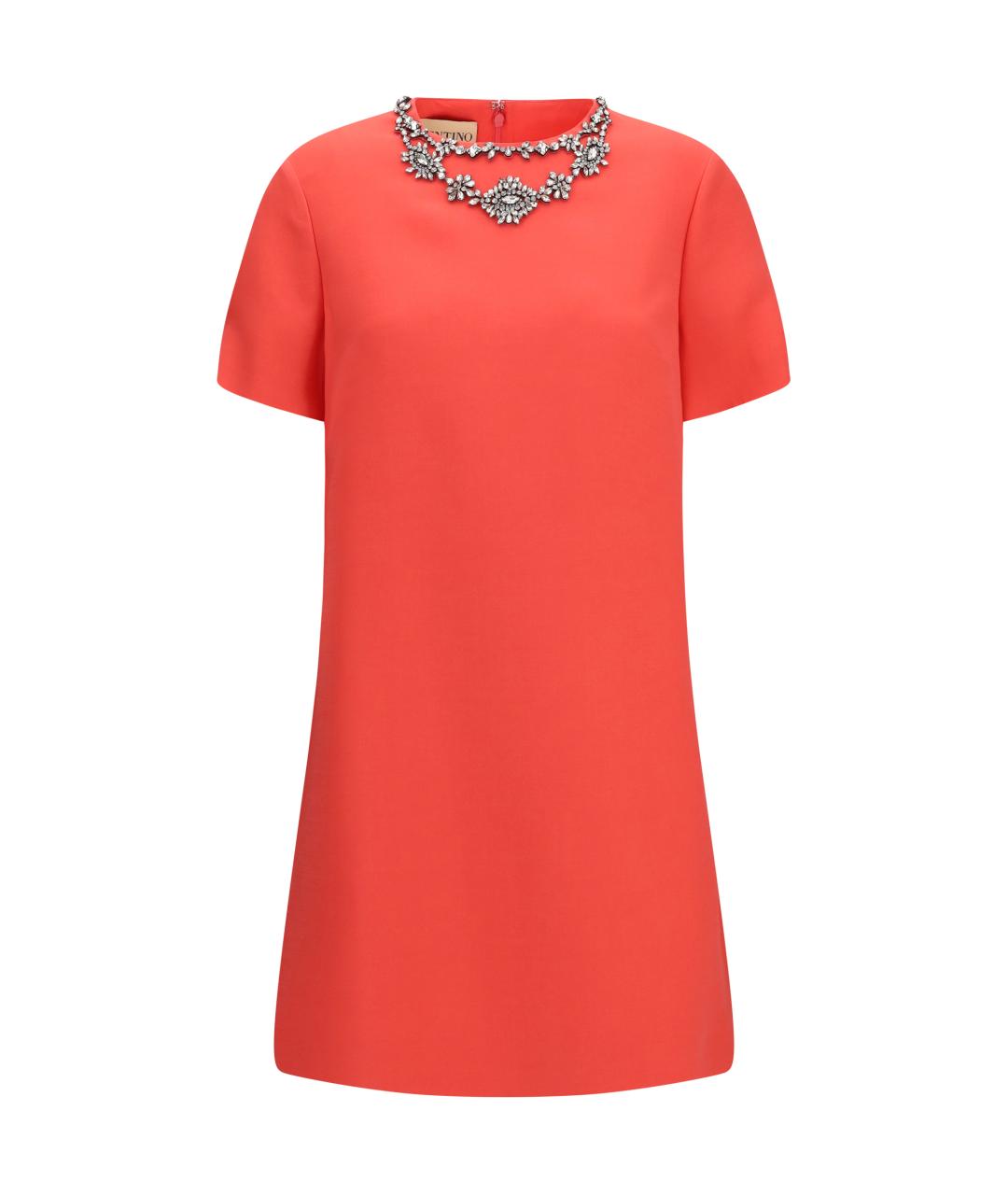 VALENTINO Коралловое шерстяное коктейльное платье, фото 1