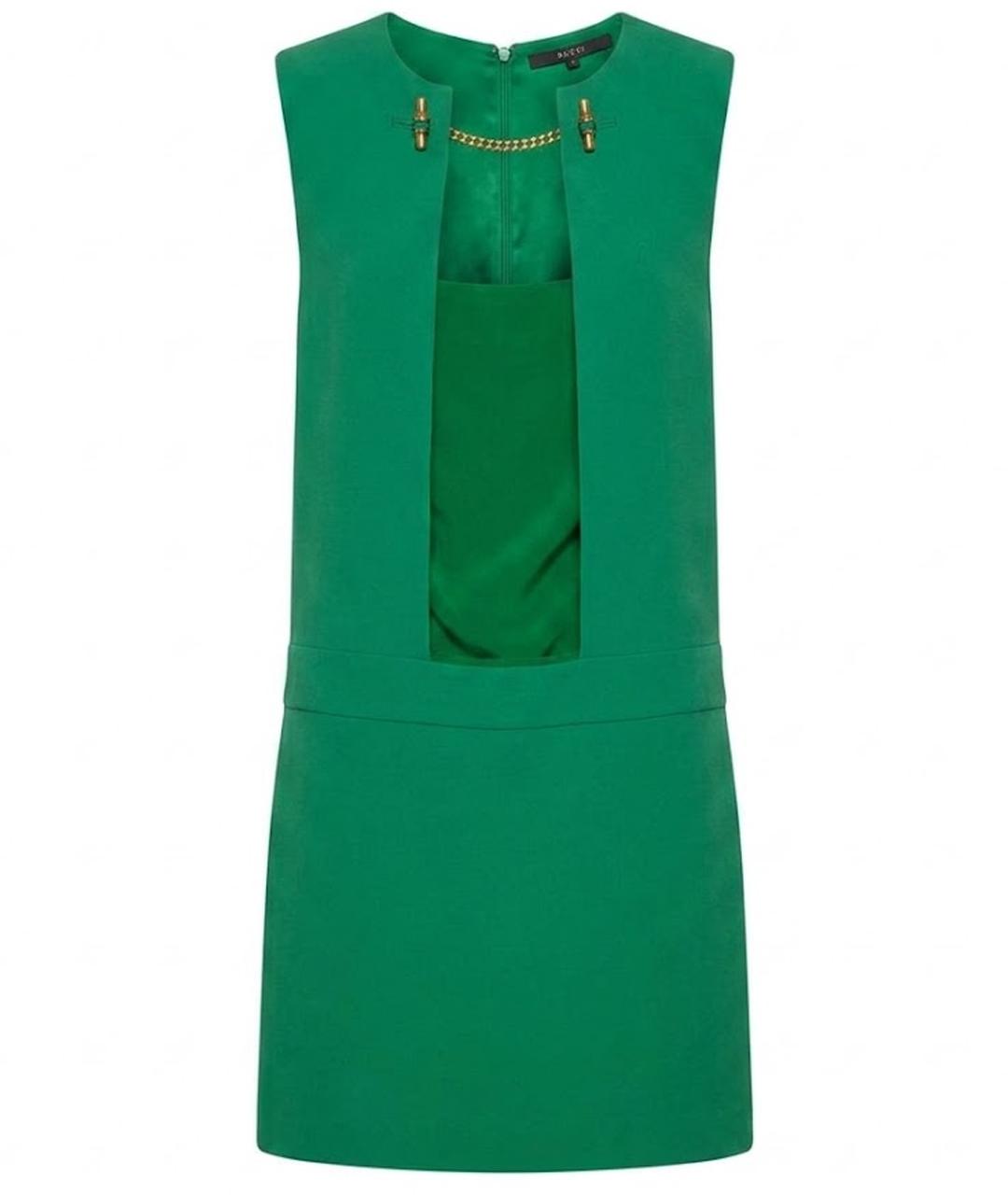 GUCCI Зеленое шелковое коктейльное платье, фото 1