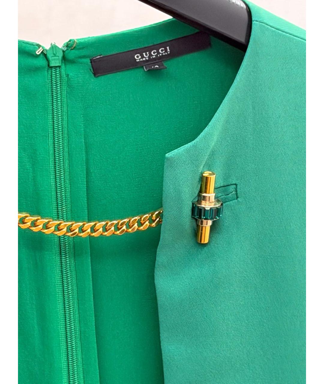 GUCCI Зеленое шелковое коктейльное платье, фото 3