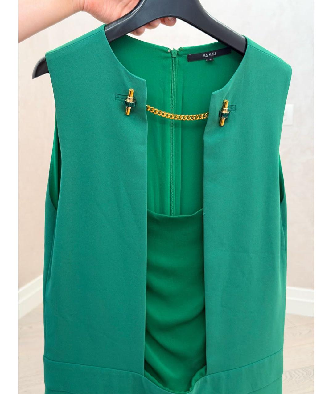 GUCCI Зеленое шелковое коктейльное платье, фото 4