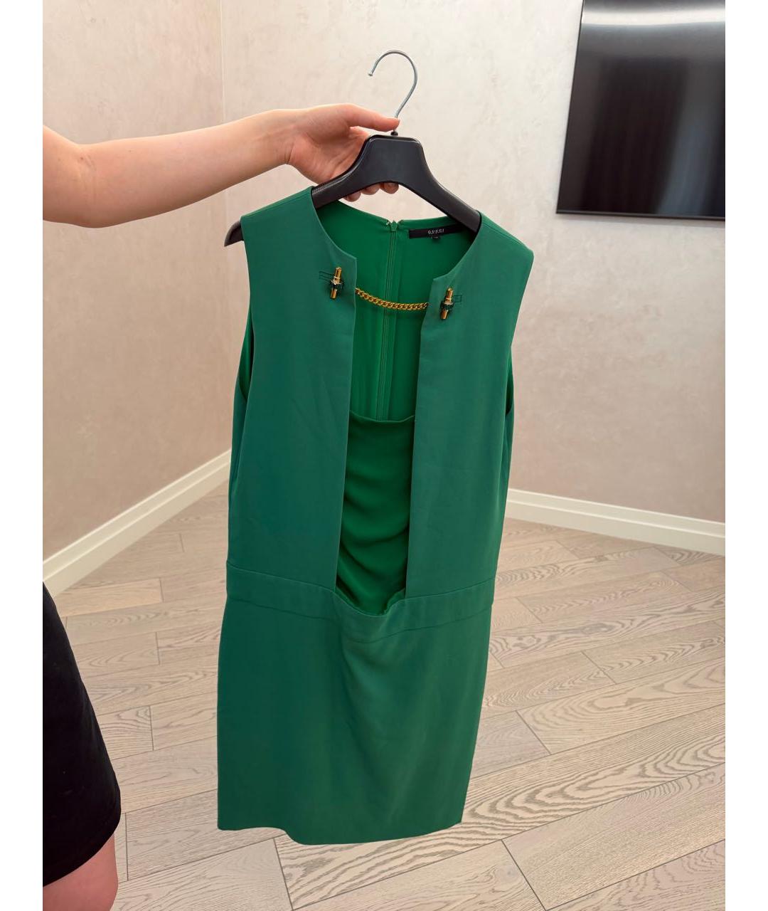GUCCI Зеленое шелковое коктейльное платье, фото 5