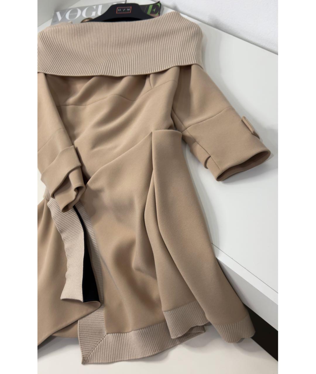 CHRISTIAN DIOR Бежевое ацетатное повседневное платье, фото 4