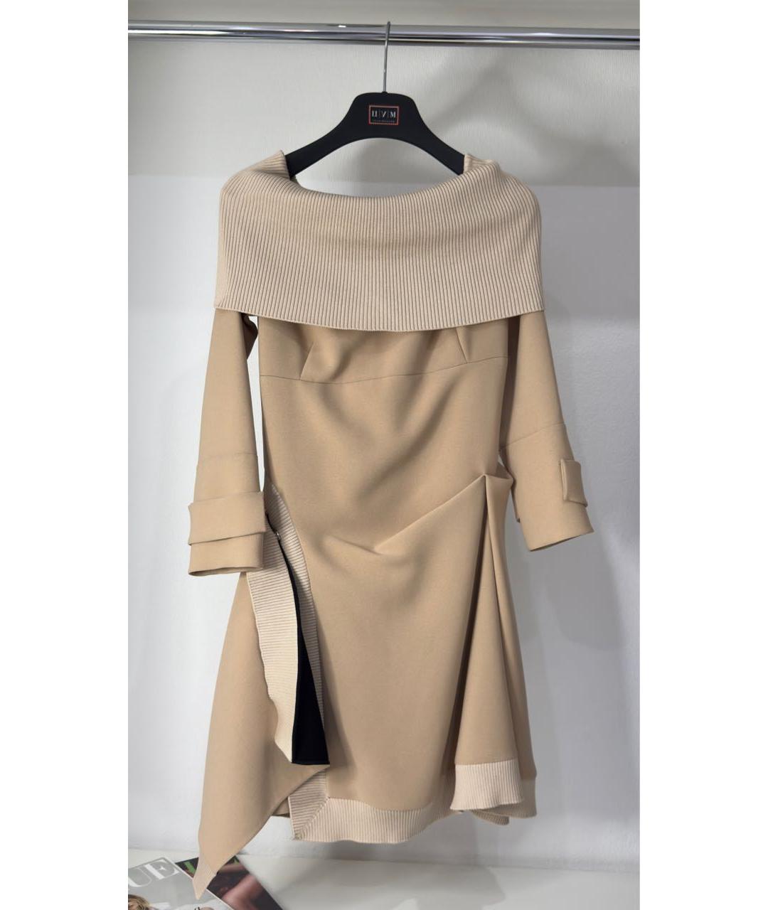 CHRISTIAN DIOR Бежевое ацетатное повседневное платье, фото 3