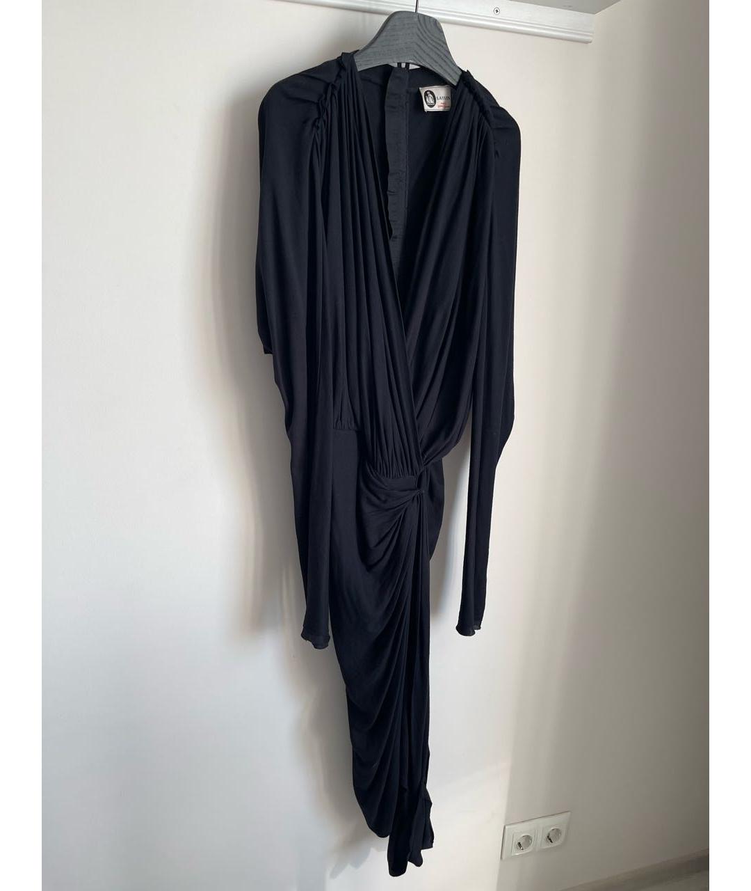LANVIN Черное вискозное коктейльное платье, фото 5