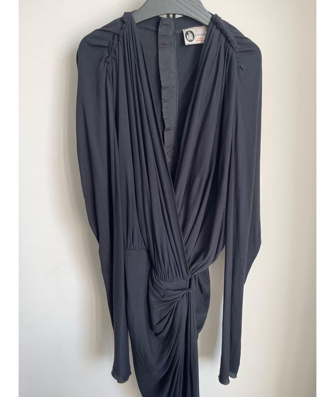 LANVIN Черное вискозное коктейльное платье, фото 2