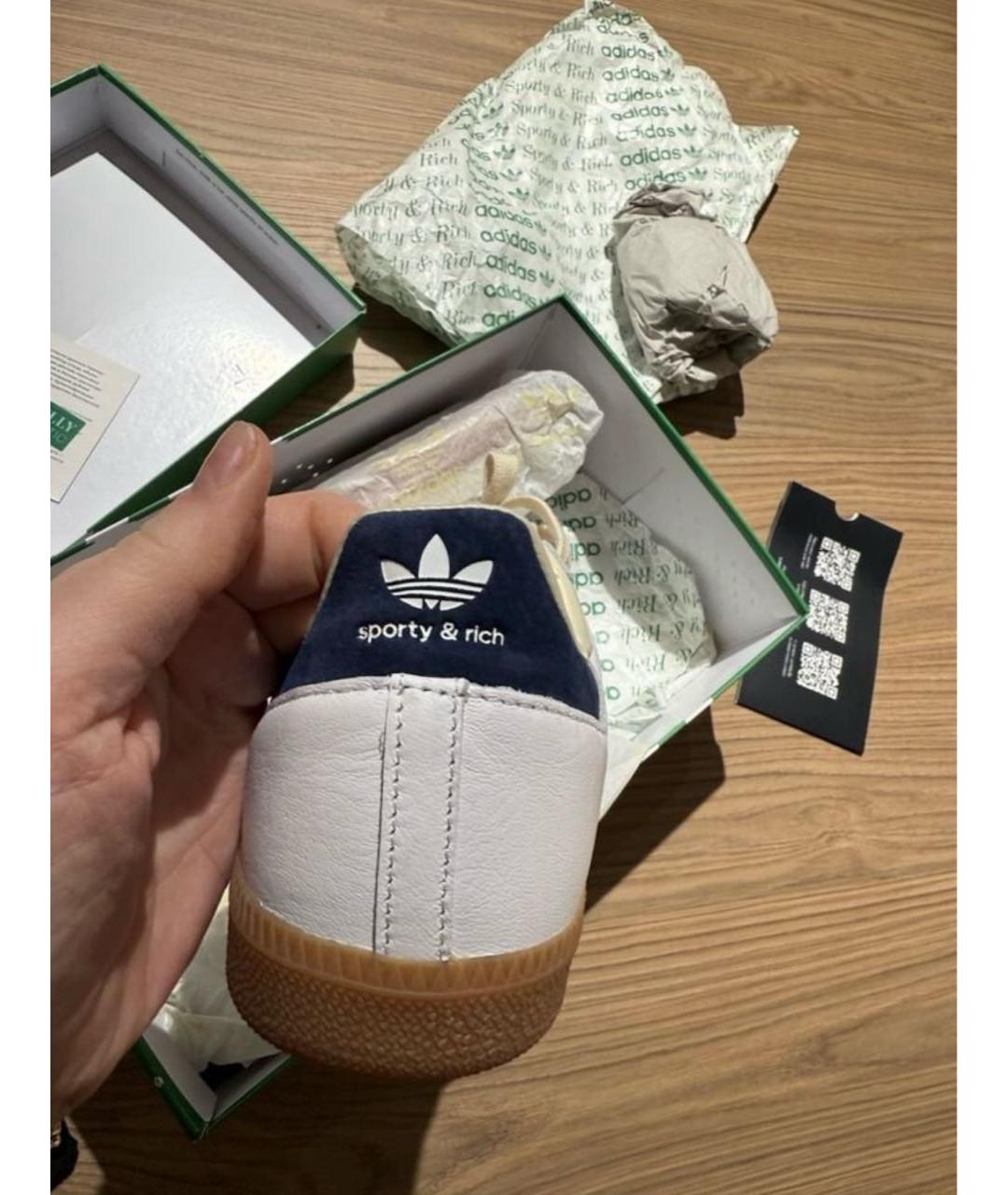 SPORTY AND RICH Белые кожаные низкие кроссовки / кеды, фото 4
