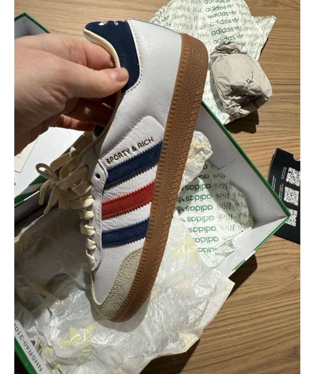 SPORTY AND RICH Белые кожаные низкие кроссовки / кеды, фото 2
