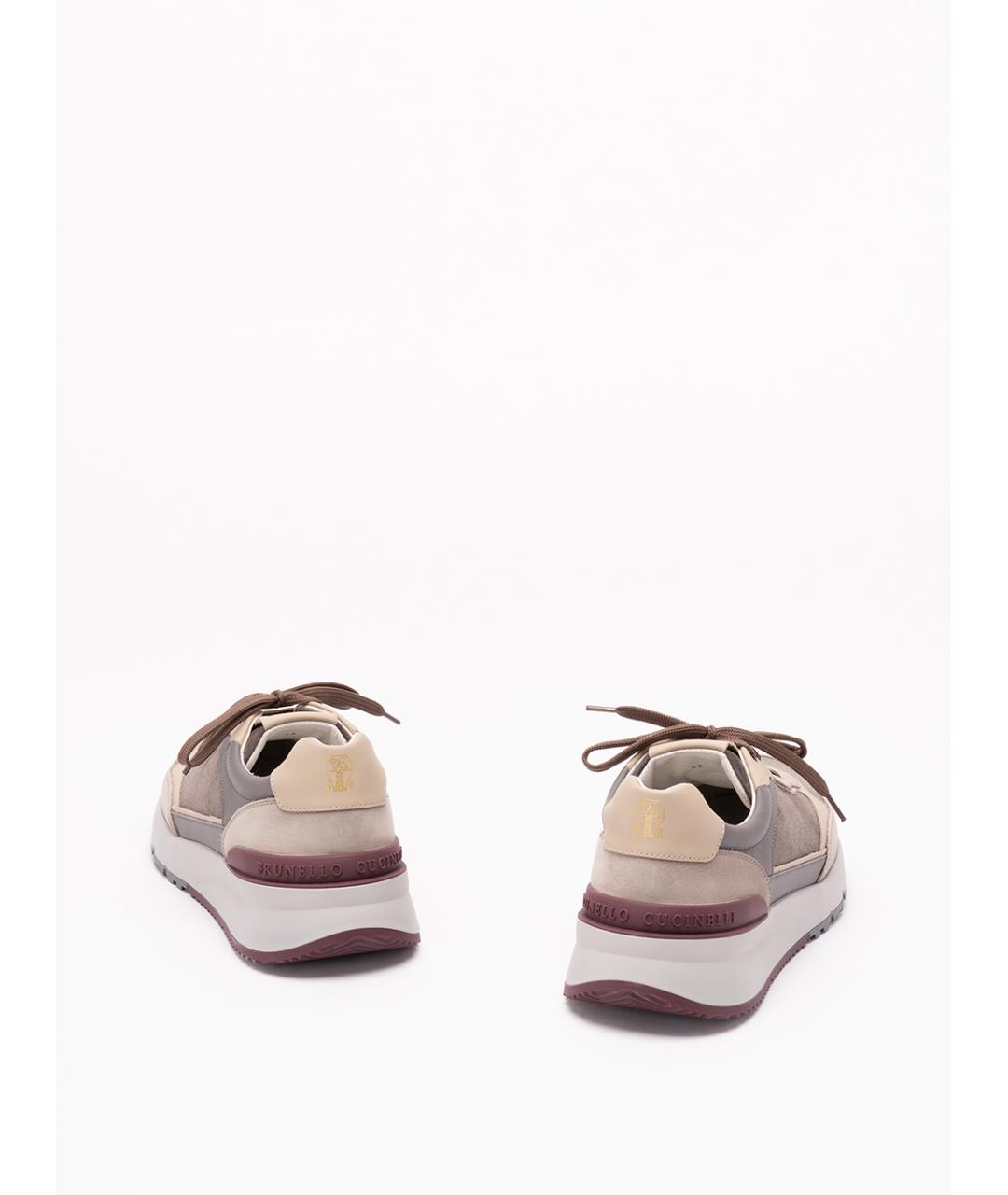 BRUNELLO CUCINELLI Антрацитовые замшевые низкие кроссовки / кеды, фото 3