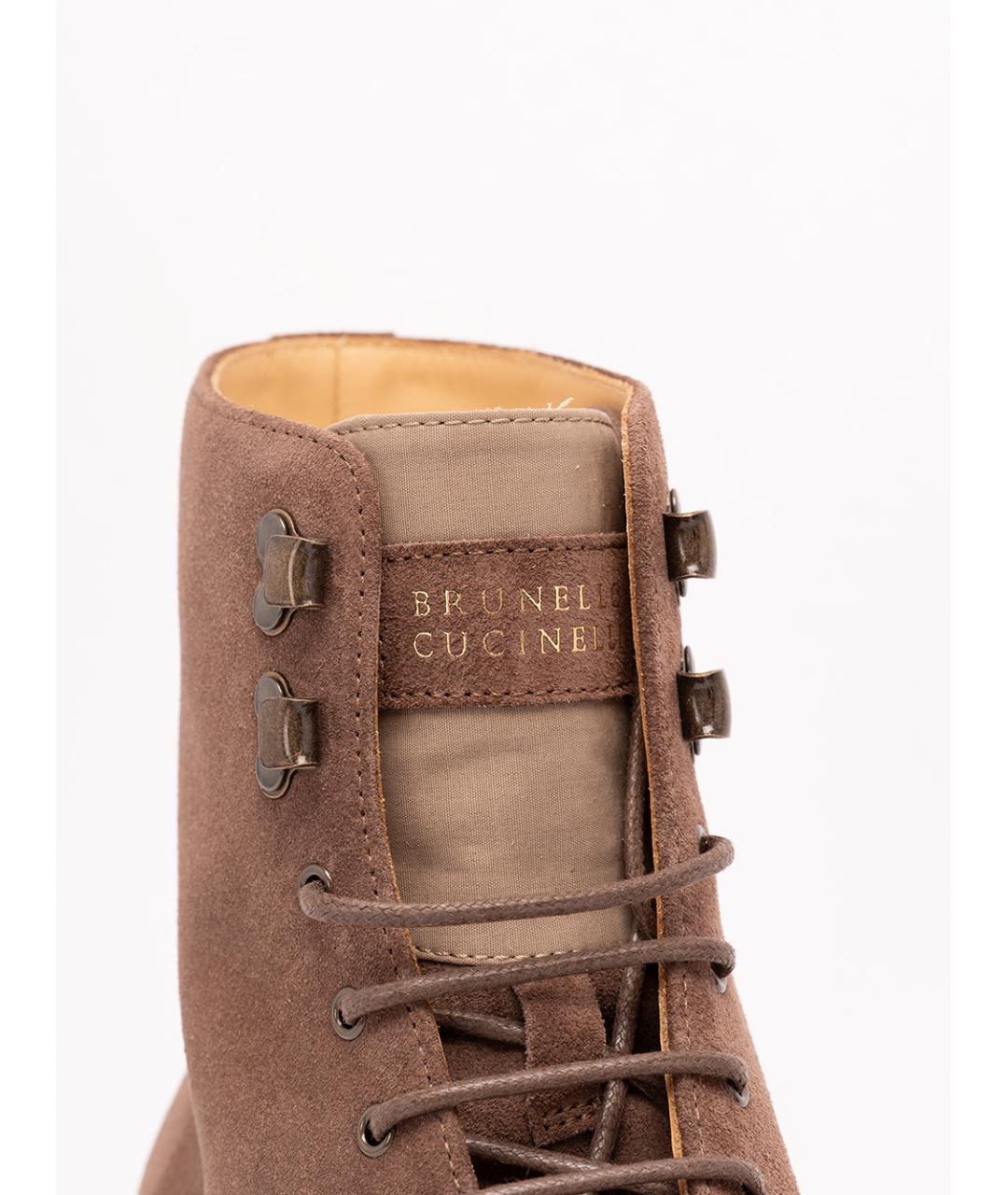 BRUNELLO CUCINELLI Коралловые нубуковые низкие ботинки, фото 5