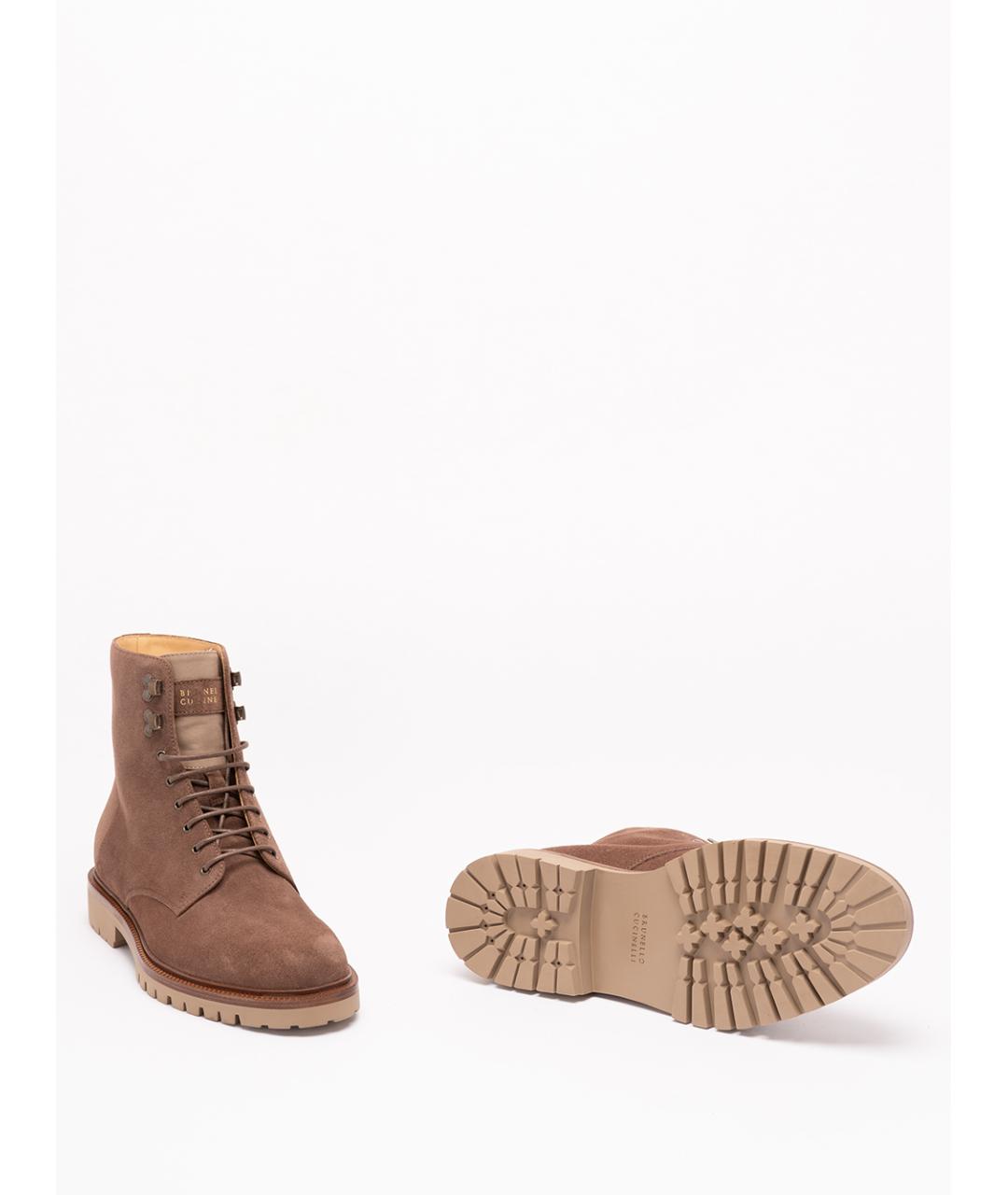 BRUNELLO CUCINELLI Коралловые нубуковые низкие ботинки, фото 4
