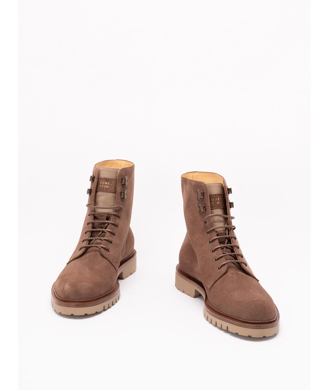 BRUNELLO CUCINELLI Коралловые нубуковые низкие ботинки, фото 2