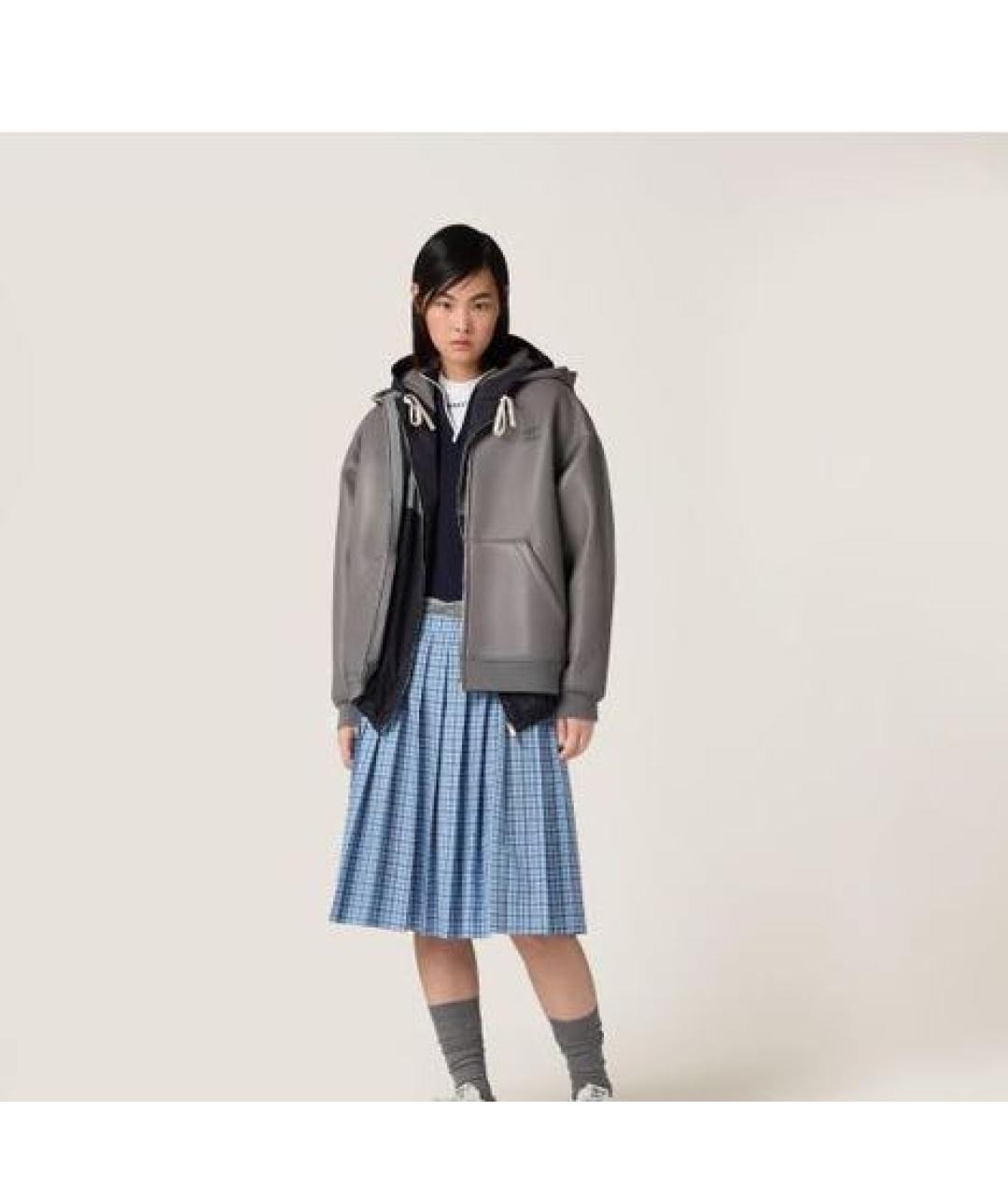 MIU MIU Серая кожаная куртка, фото 4