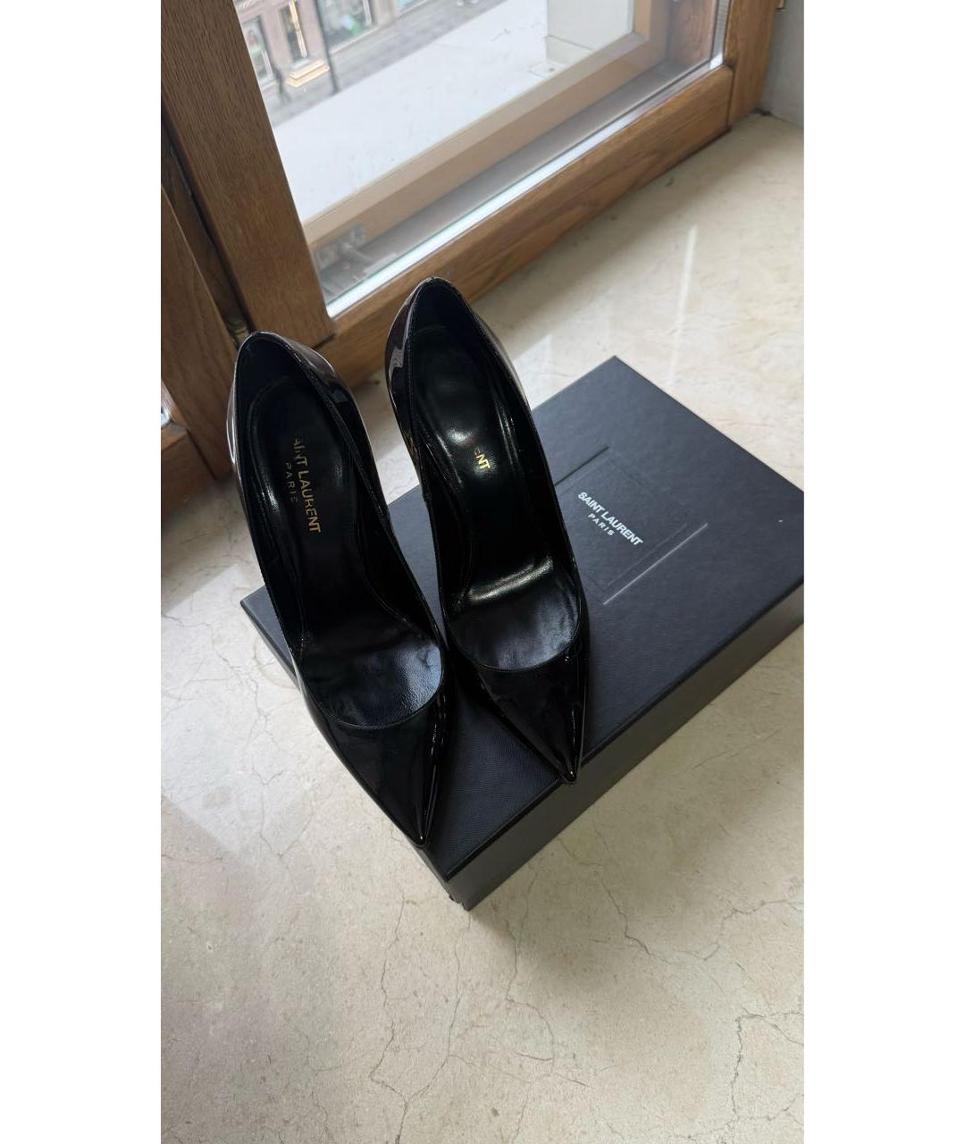 SAINT LAURENT Черные туфли из лакированной кожи, фото 4