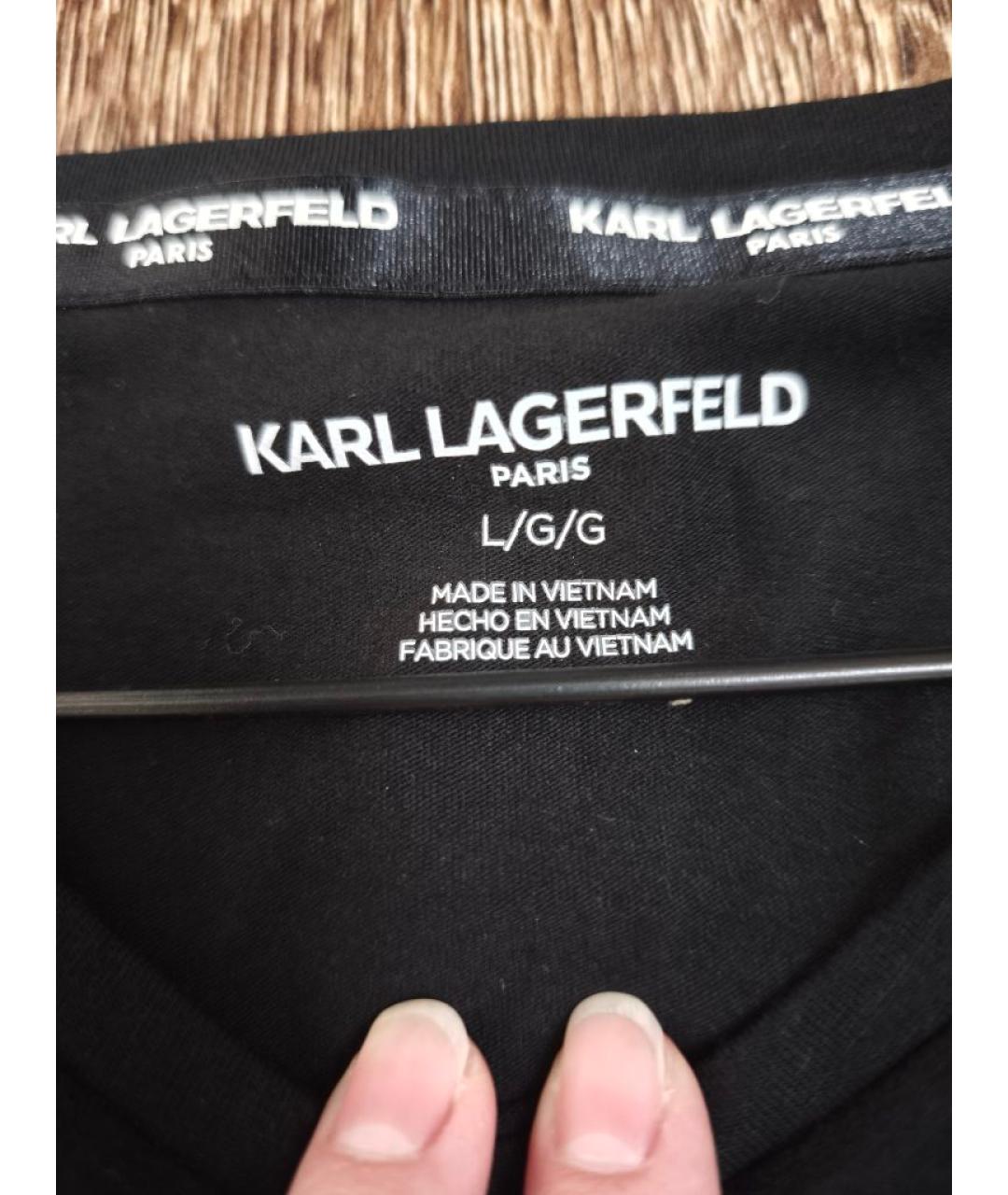 KARL LAGERFELD Черная хлопковая футболка, фото 4