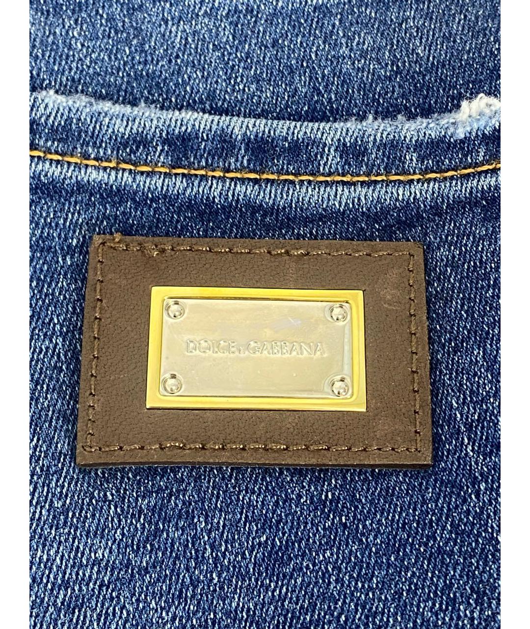 DOLCE&GABBANA Синие хлопко-эластановые джинсы слим, фото 6