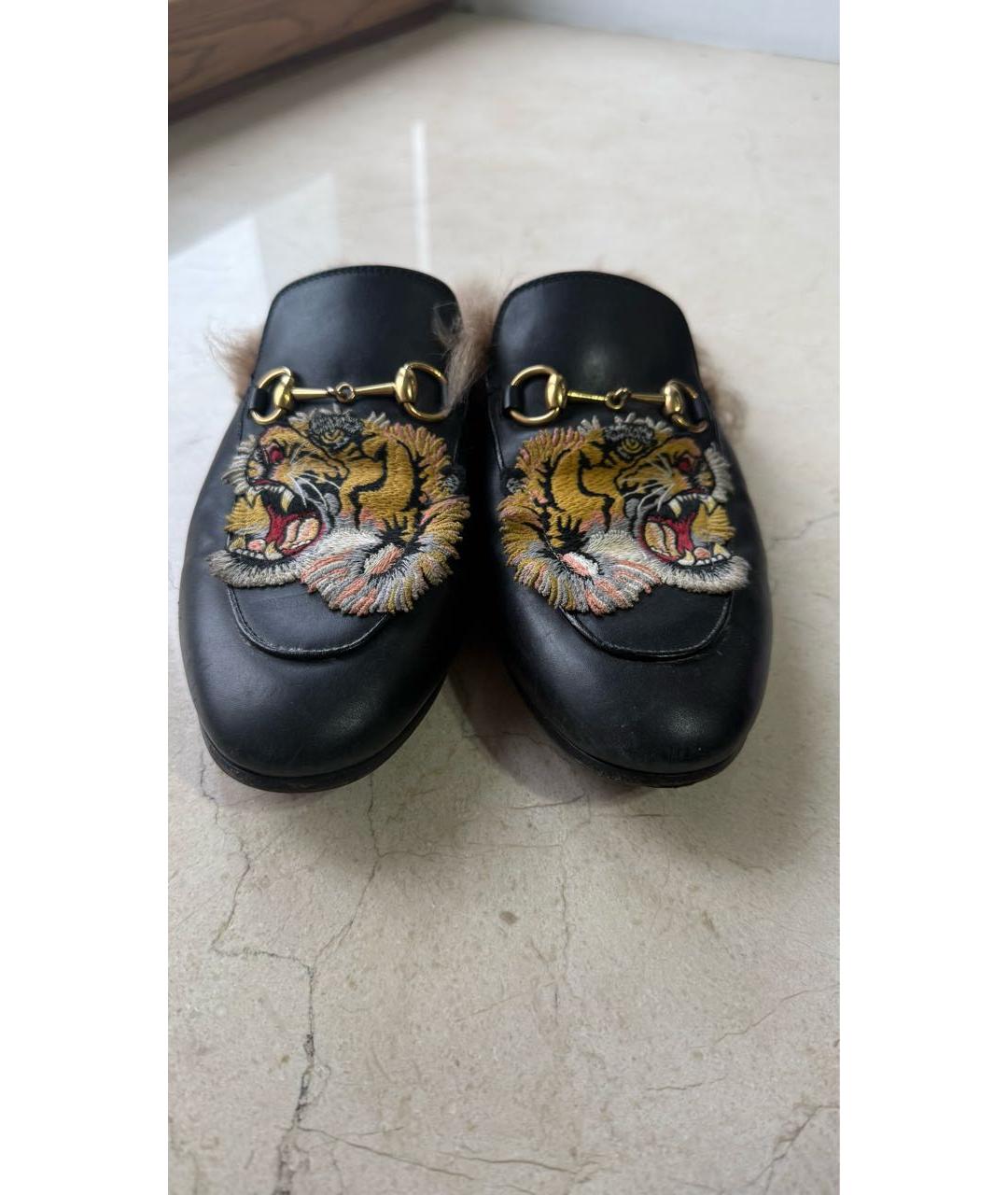 GUCCI Черные кожаные мюли, фото 2