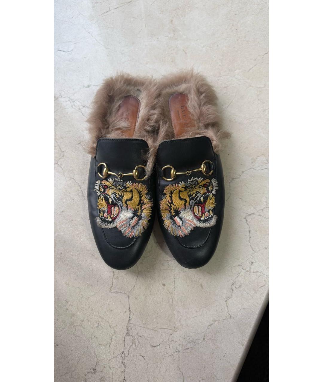 GUCCI Черные кожаные мюли, фото 5