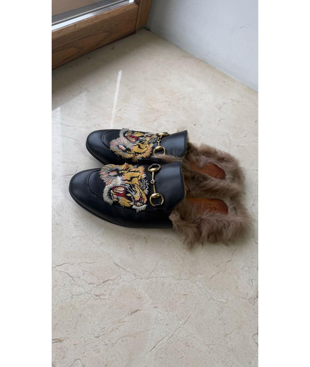 GUCCI Черные кожаные мюли, фото 6