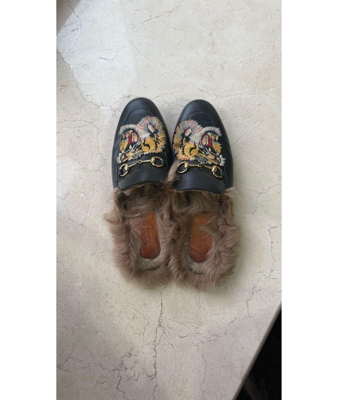 GUCCI Черные кожаные мюли, фото 3
