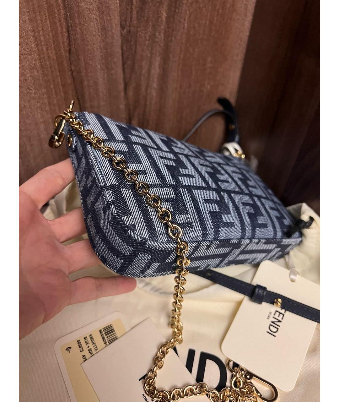 FENDI Темно-синяя деним сумка через плечо, фото 7