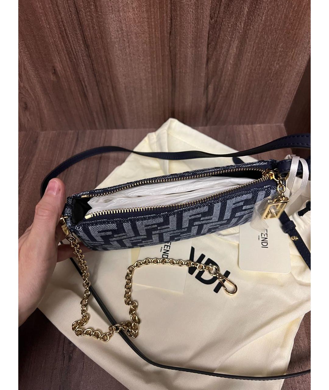 FENDI Темно-синяя деним сумка через плечо, фото 4