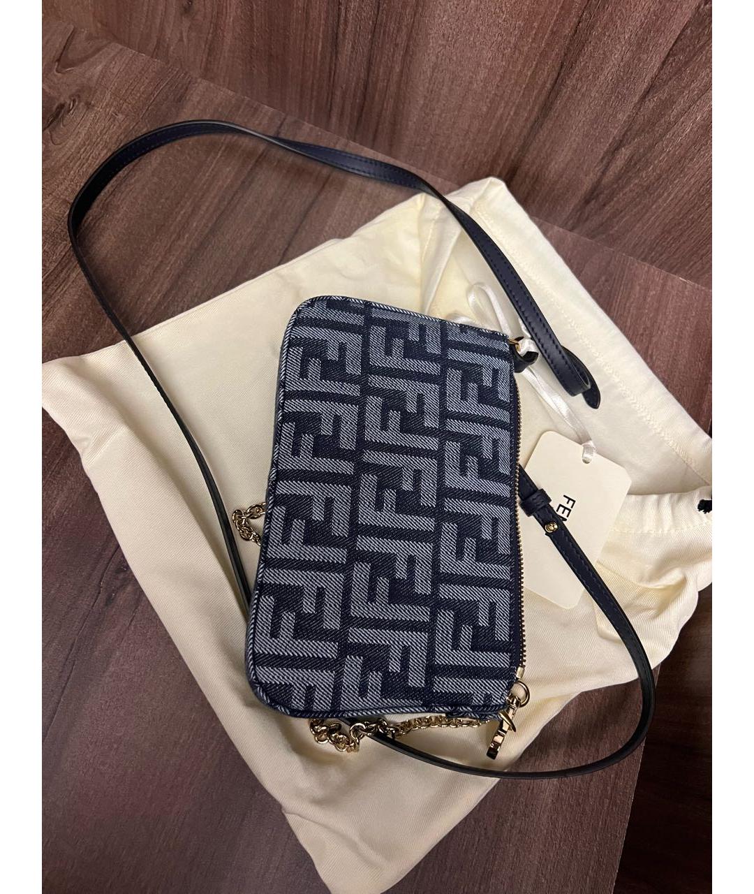 FENDI Темно-синяя деним сумка через плечо, фото 3