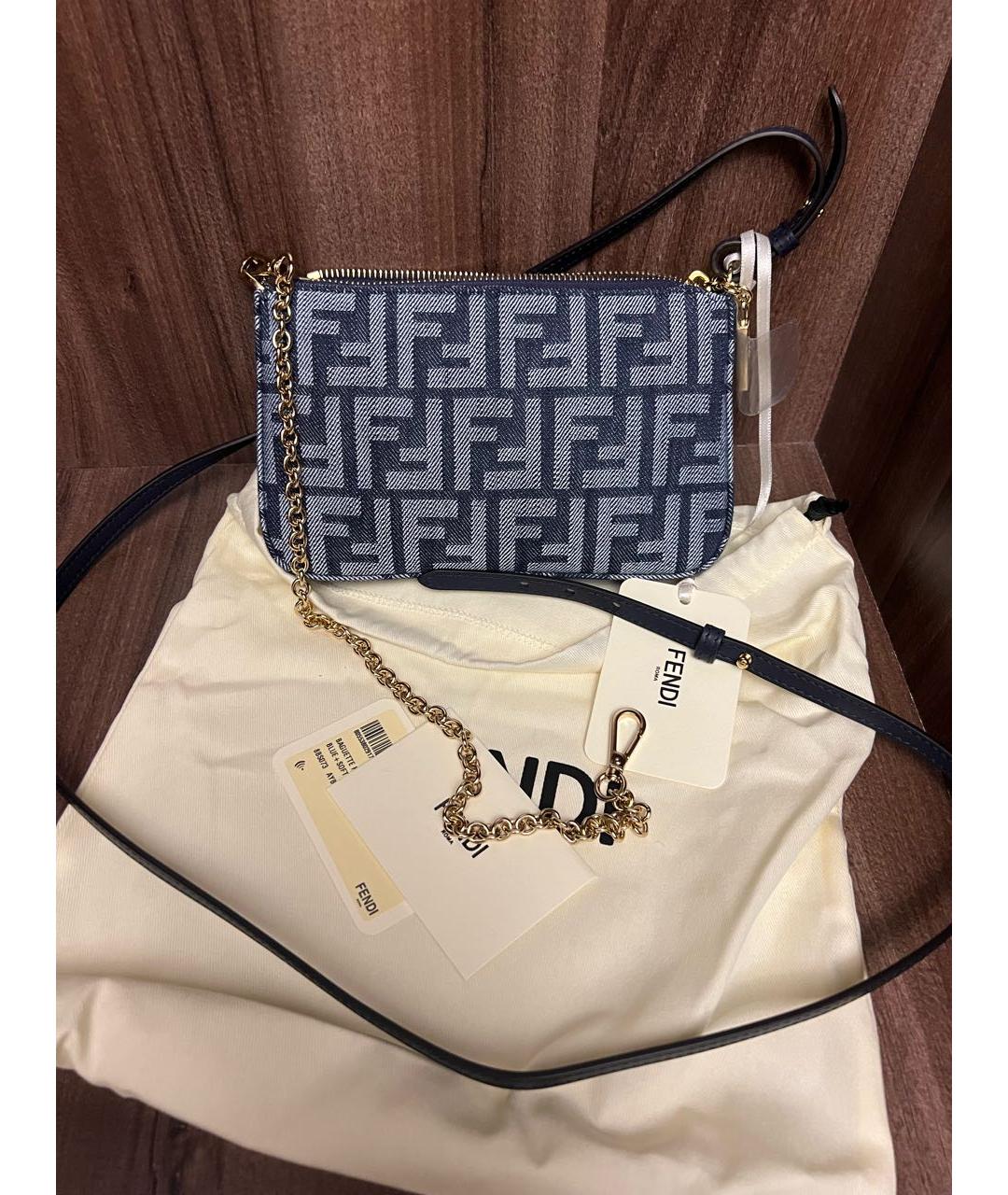 FENDI Темно-синяя деним сумка через плечо, фото 5