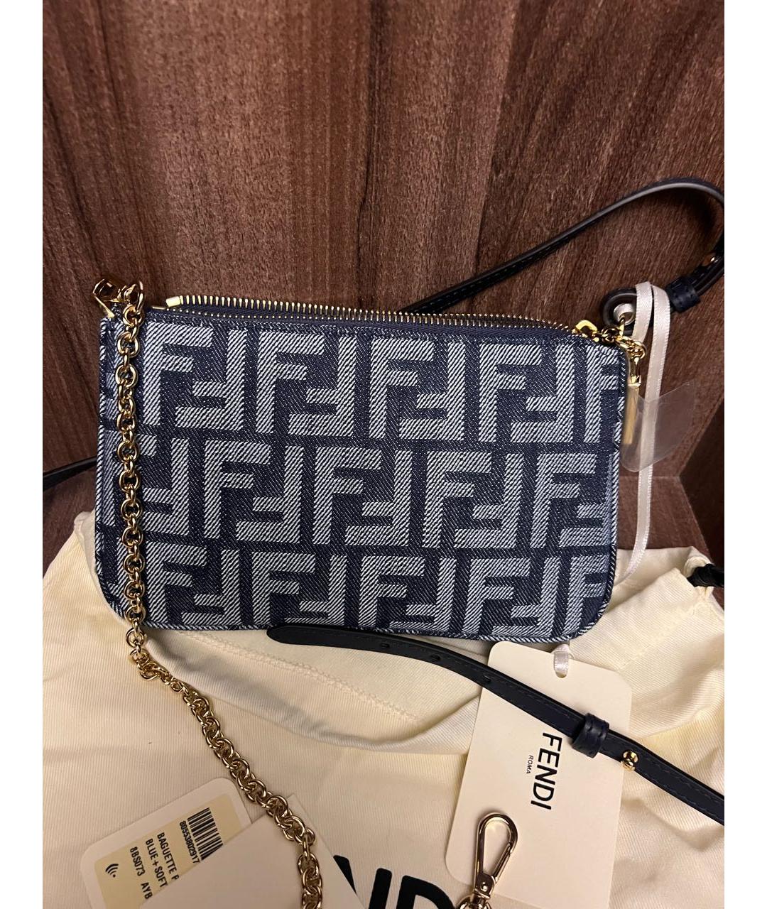 FENDI Темно-синяя деним сумка через плечо, фото 9