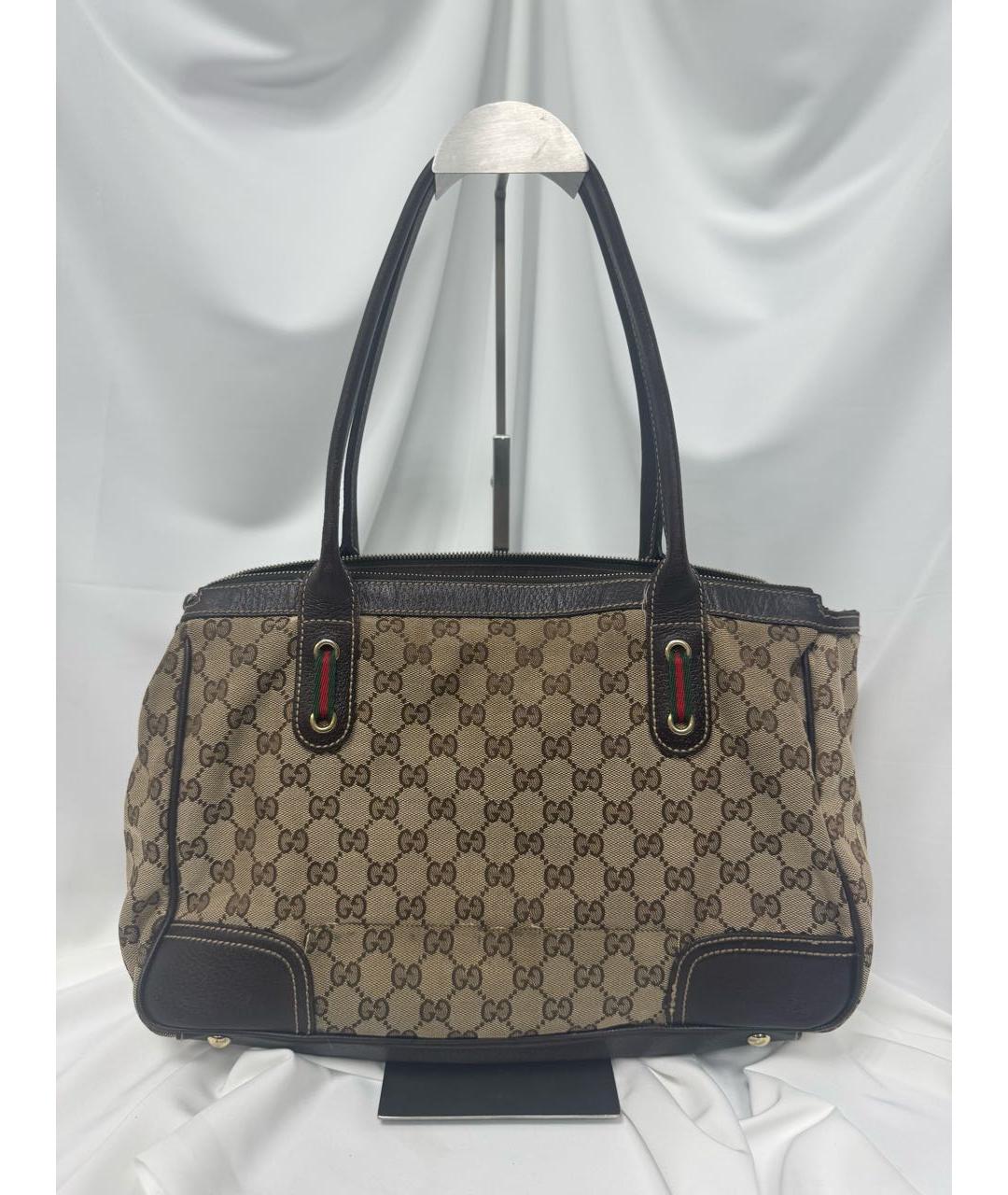 GUCCI Коричневая кожаная сумка тоут, фото 5