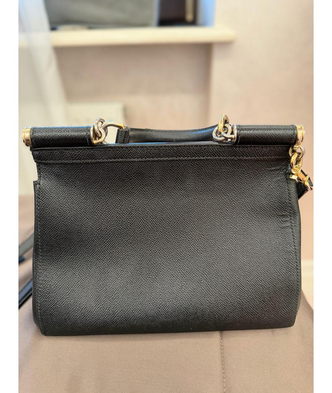 DOLCE&GABBANA Черная кожаная сумка с короткими ручками, фото 3