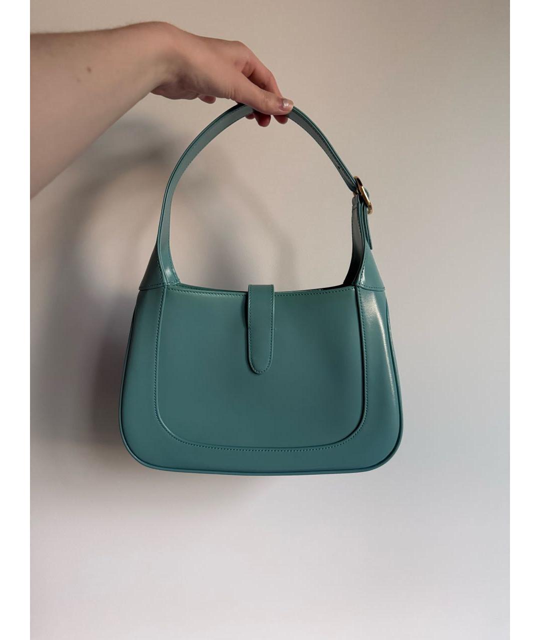 GUCCI Бирюзовая кожаная сумка с короткими ручками, фото 2