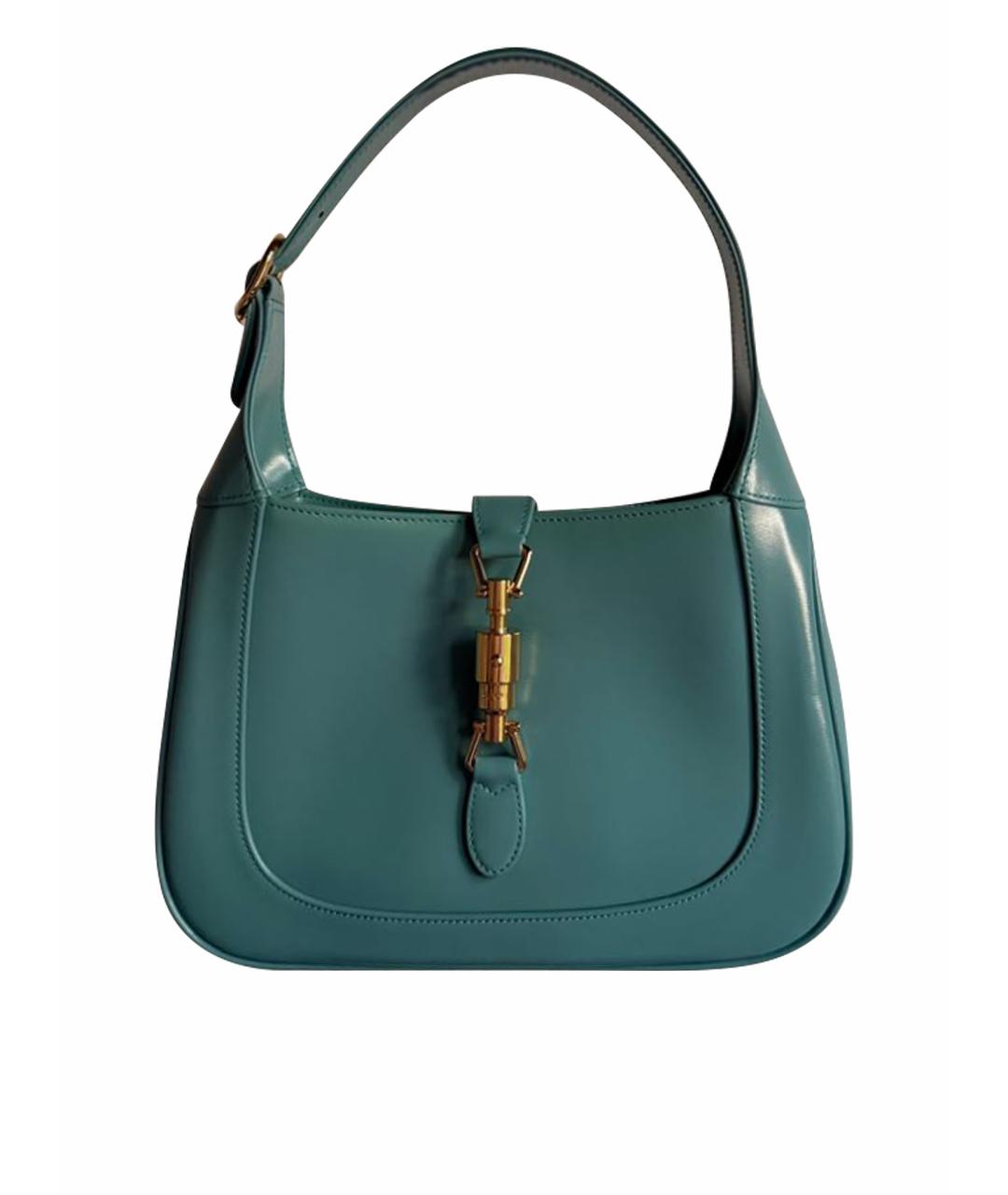 GUCCI Бирюзовая кожаная сумка с короткими ручками, фото 1