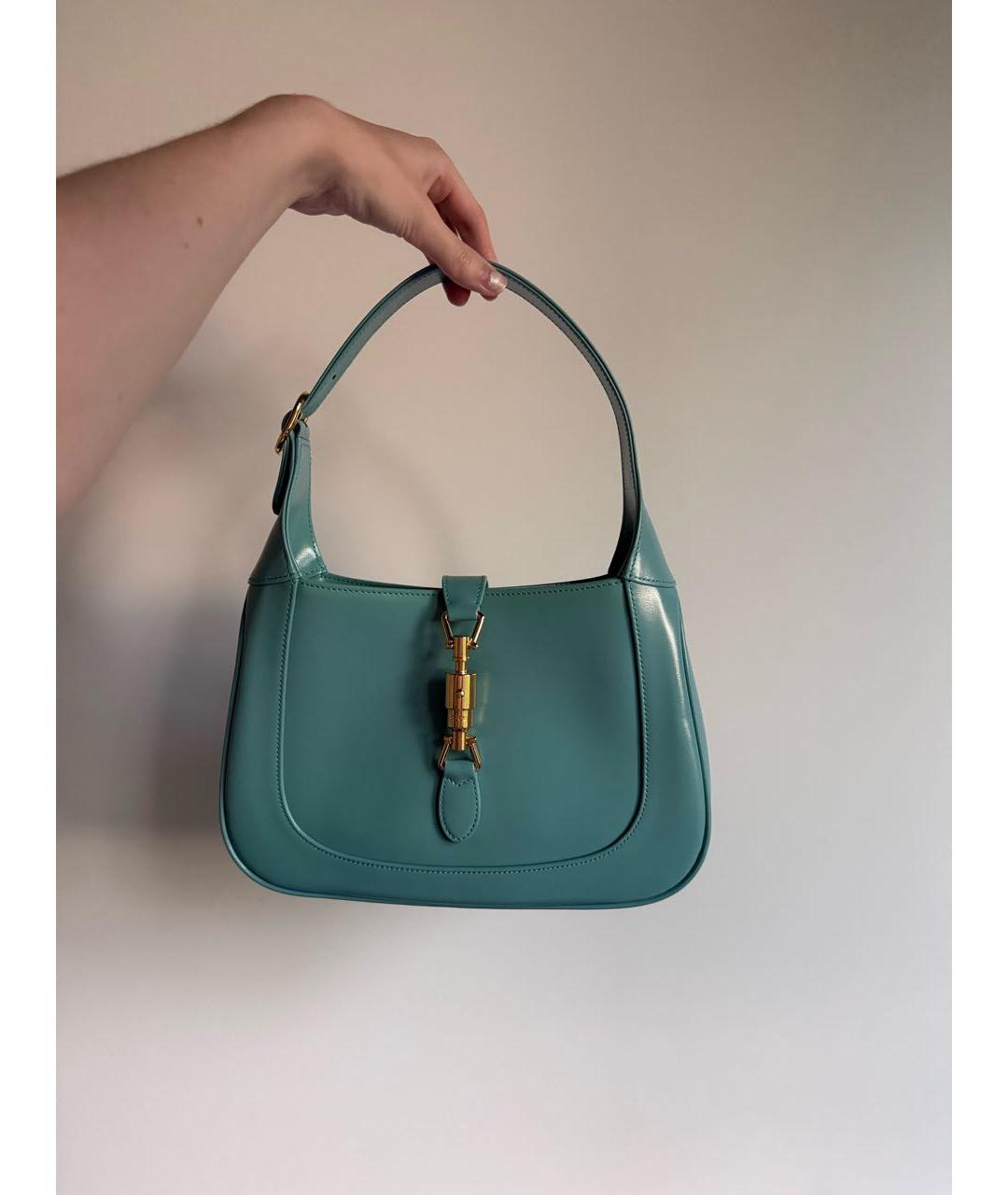 GUCCI Бирюзовая кожаная сумка с короткими ручками, фото 7
