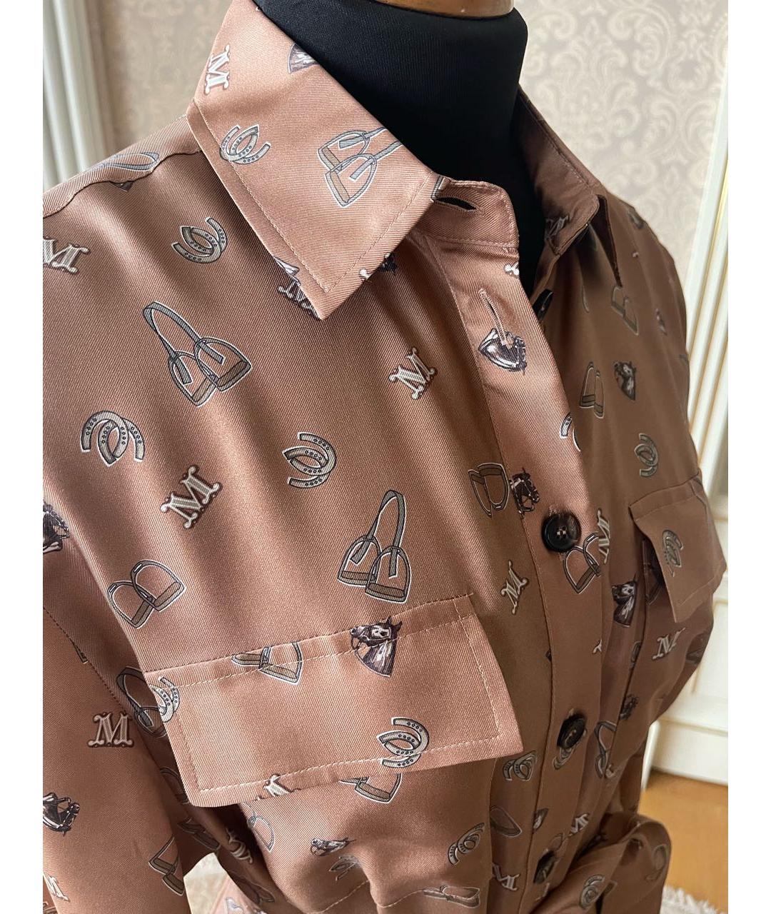 MAX MARA Коричневое шелковое повседневное платье, фото 5
