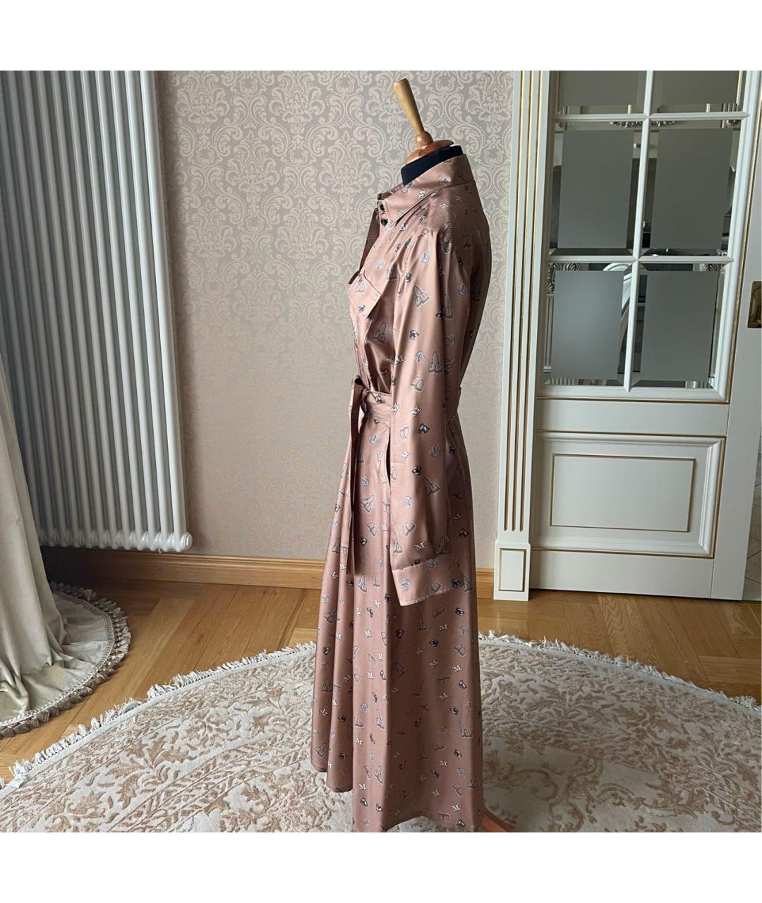 MAX MARA Коричневое шелковое повседневное платье, фото 6
