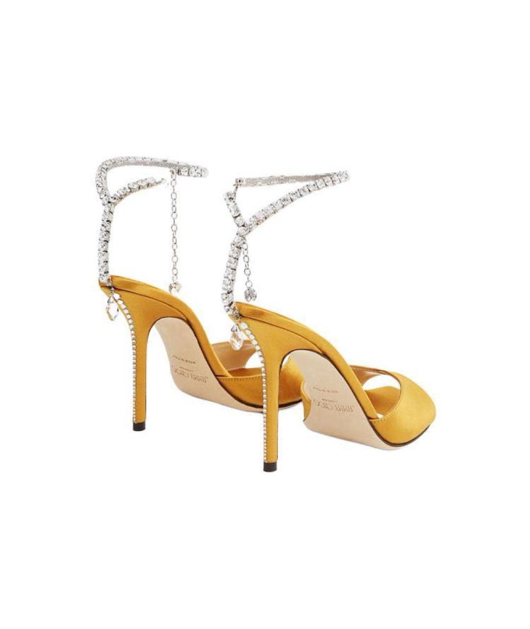 JIMMY CHOO Горчичные текстильные босоножки, фото 3