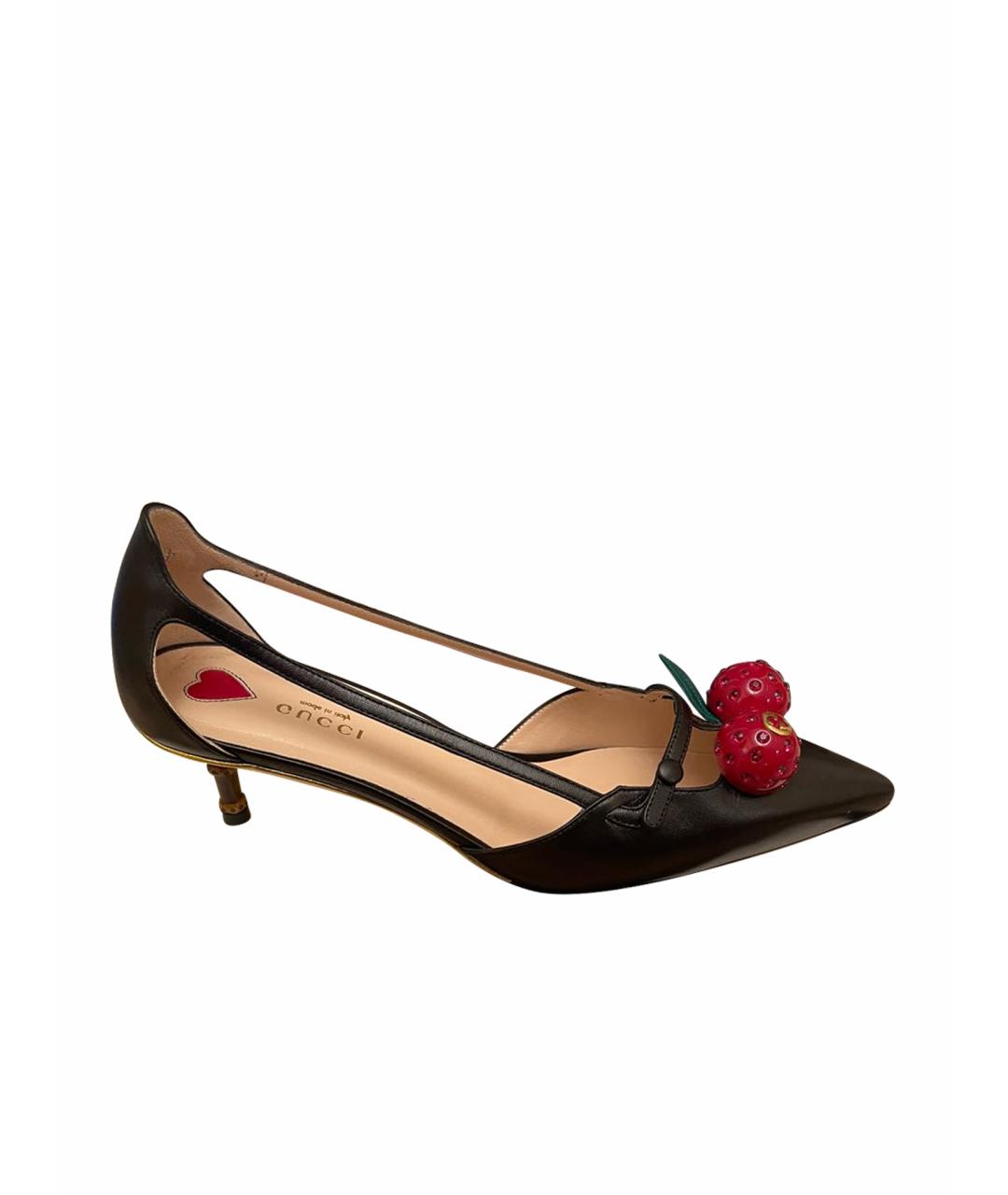 GUCCI Черные кожаные туфли, фото 1