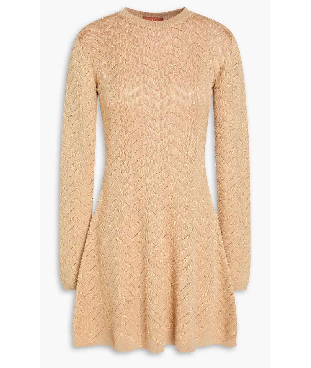 MISSONI Бежевое хлопко-эластановое повседневное платье, фото 4