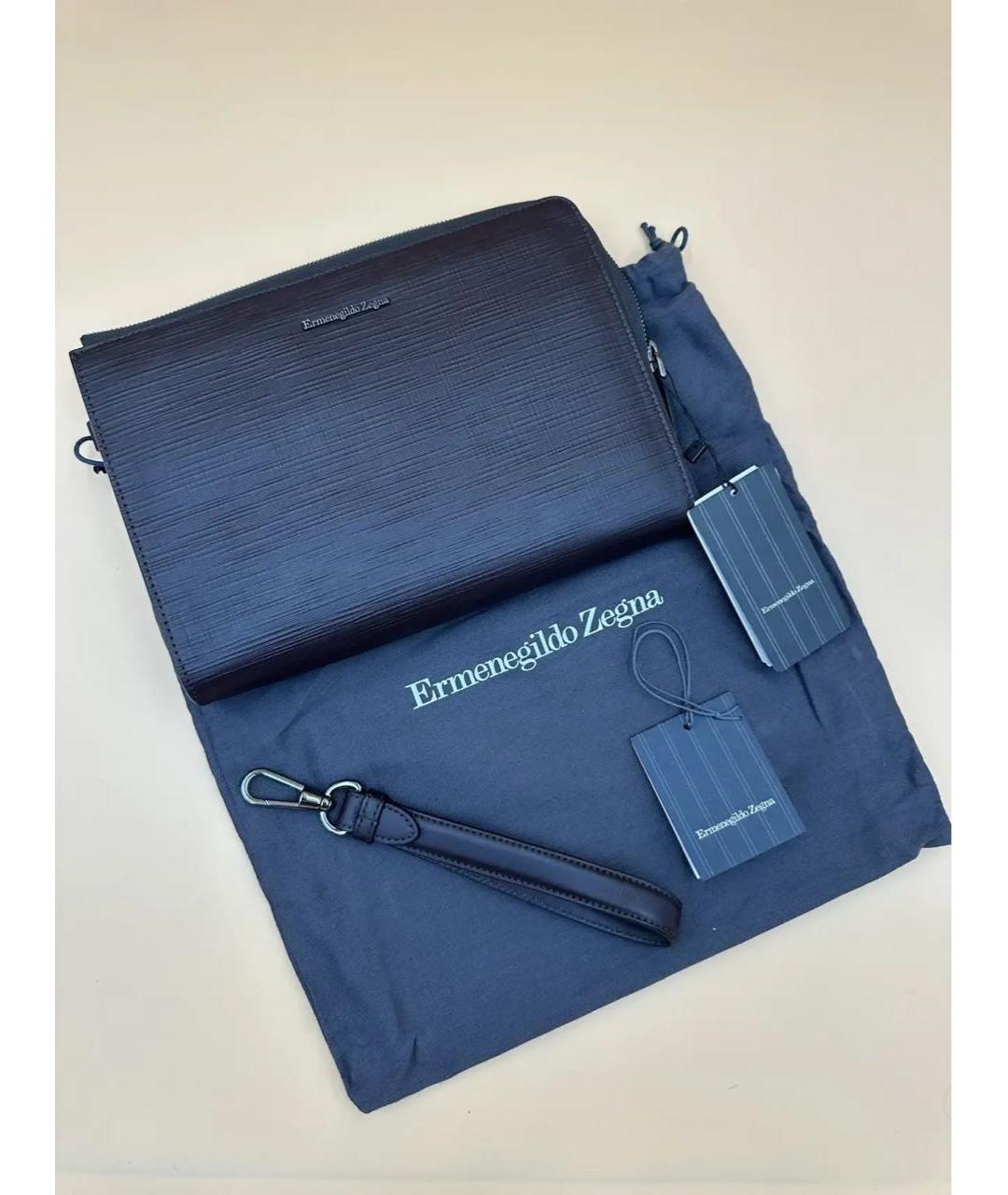 ERMENEGILDO ZEGNA XXX Коричневая кожаная барсетка, фото 4