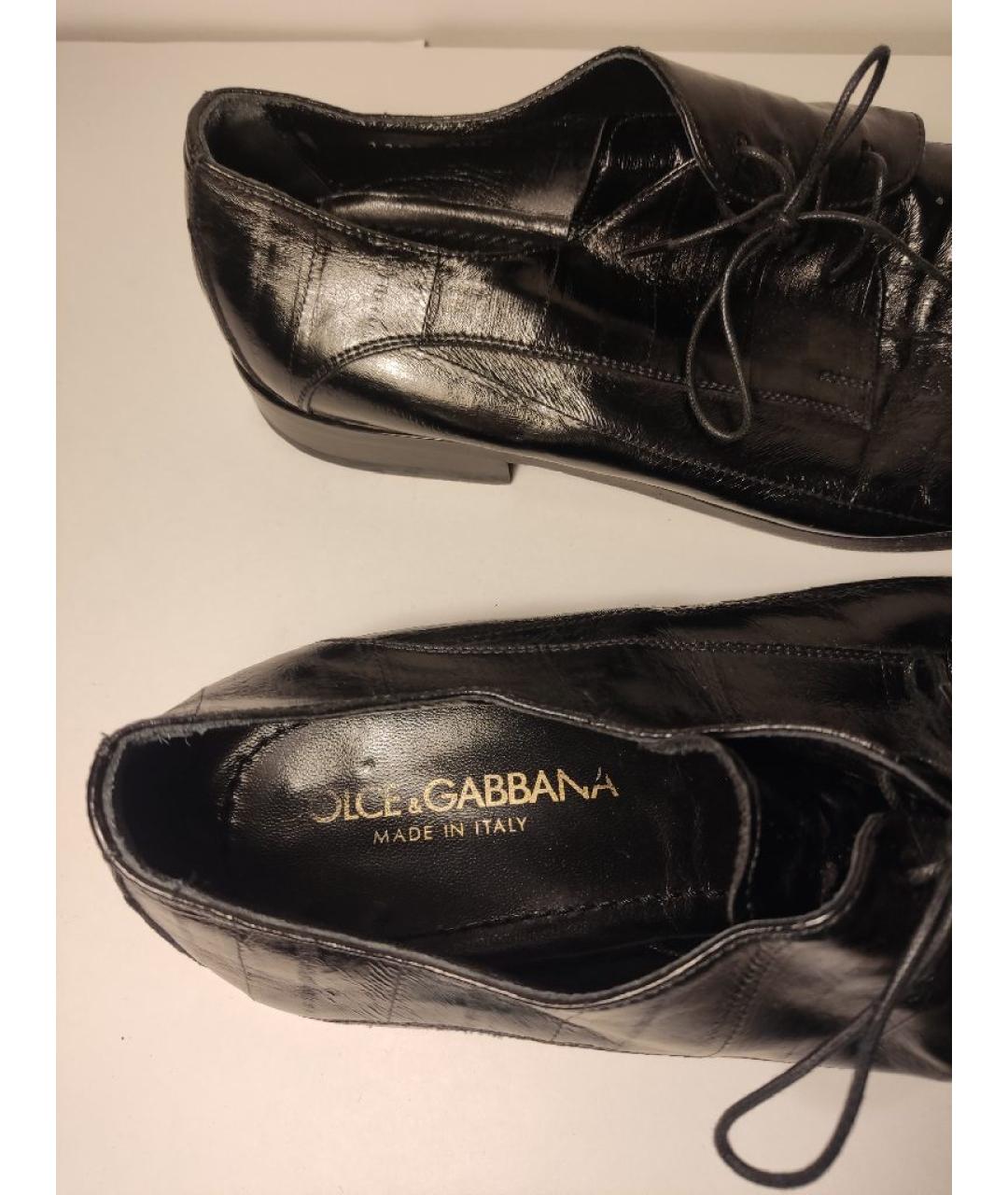 DOLCE&GABBANA Черные кожаные низкие ботинки, фото 8