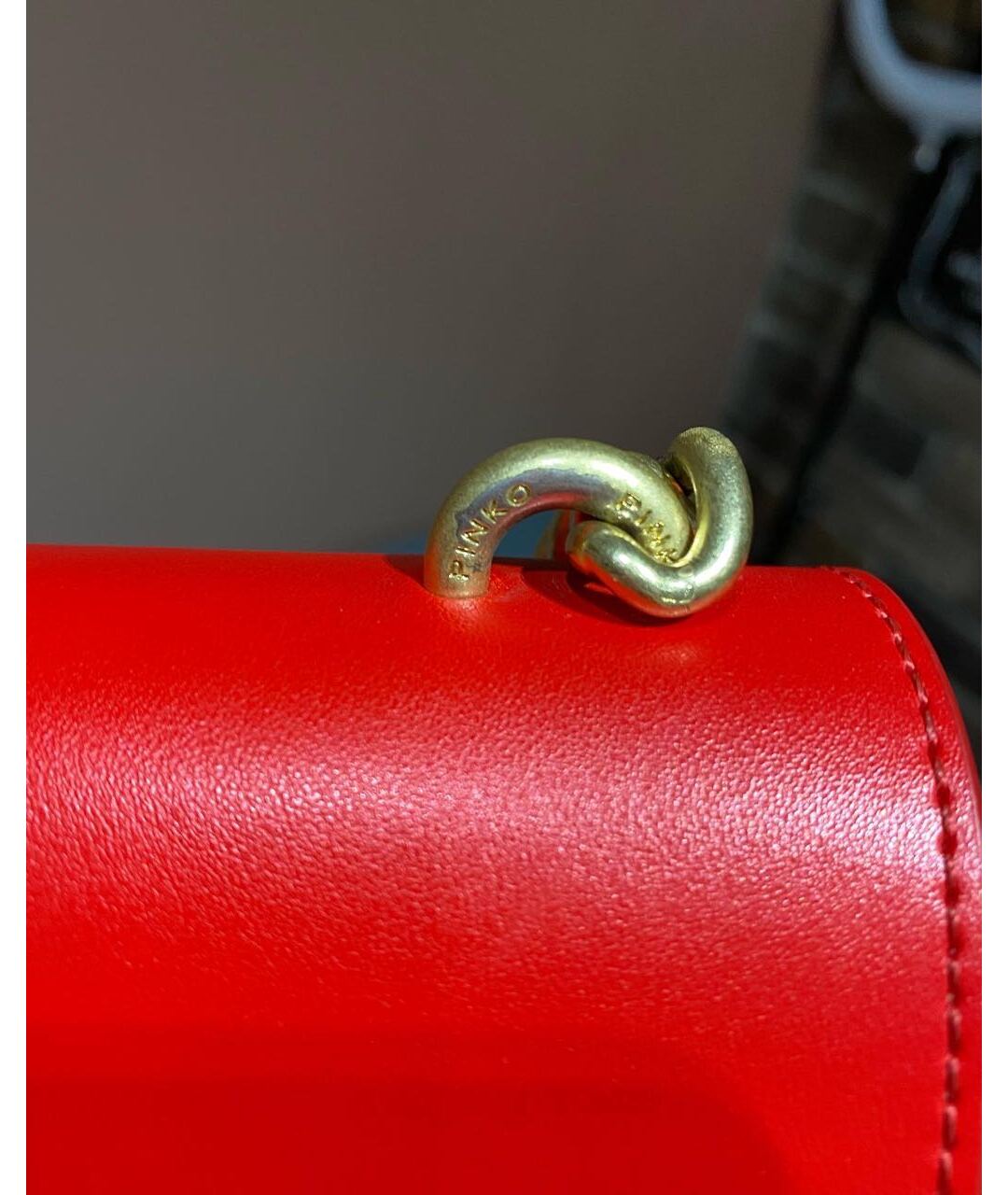 PINKO Красная кожаная сумка тоут, фото 7