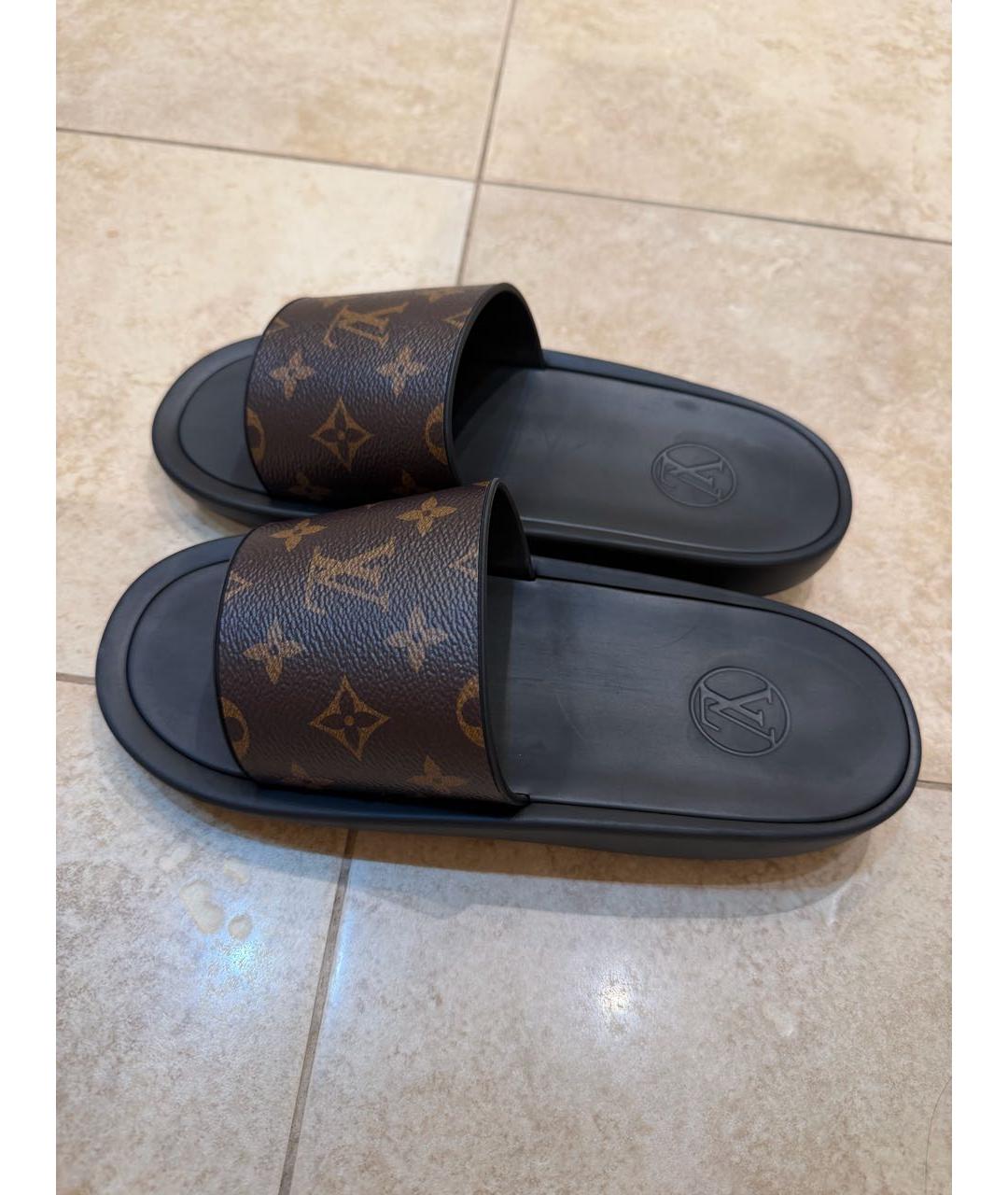 LOUIS VUITTON Коричневые резиновые шлепанцы, фото 3