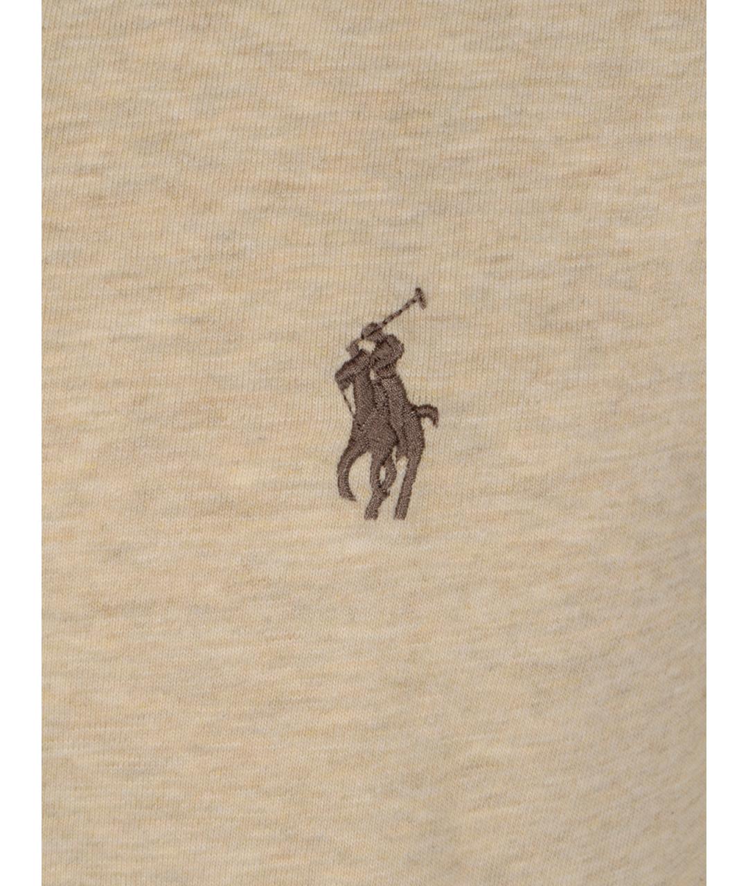 POLO RALPH LAUREN Бежевая хлопковая футболка, фото 5