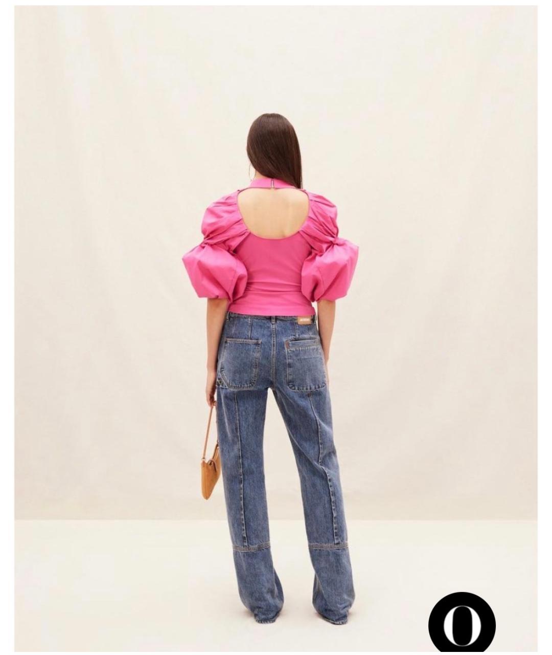 JACQUEMUS Фуксия хлопко-эластановая рубашка, фото 3