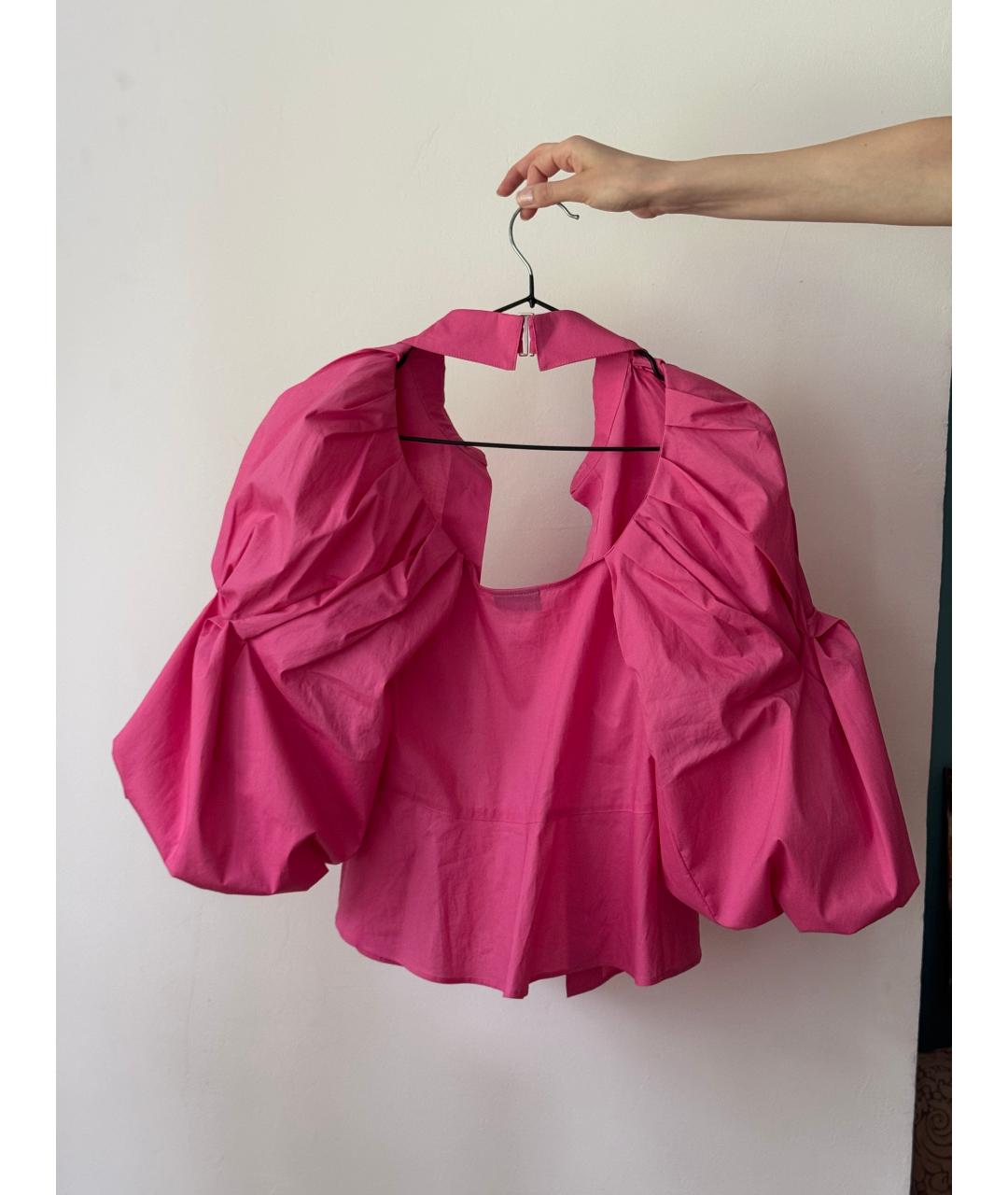 JACQUEMUS Фуксия хлопко-эластановая рубашка, фото 6