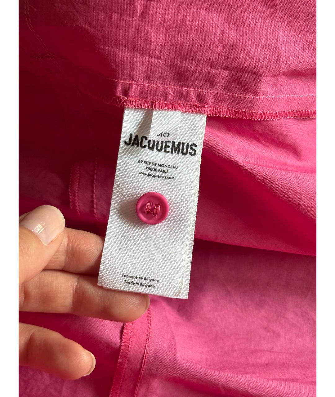 JACQUEMUS Фуксия хлопко-эластановая рубашка, фото 7