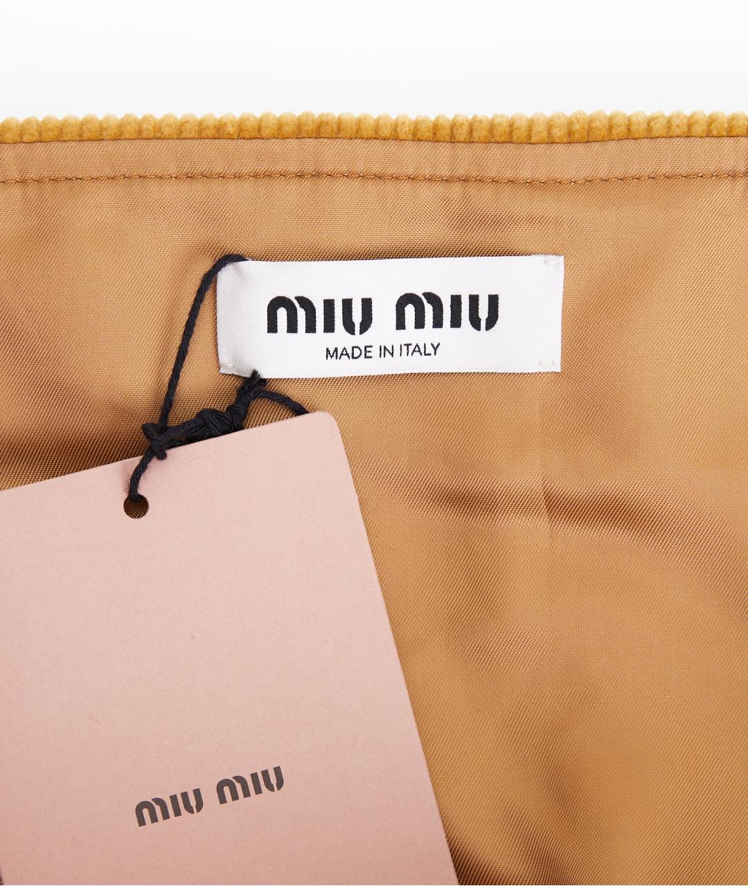 MIU MIU Желтая хлопковая юбка мини, фото 3