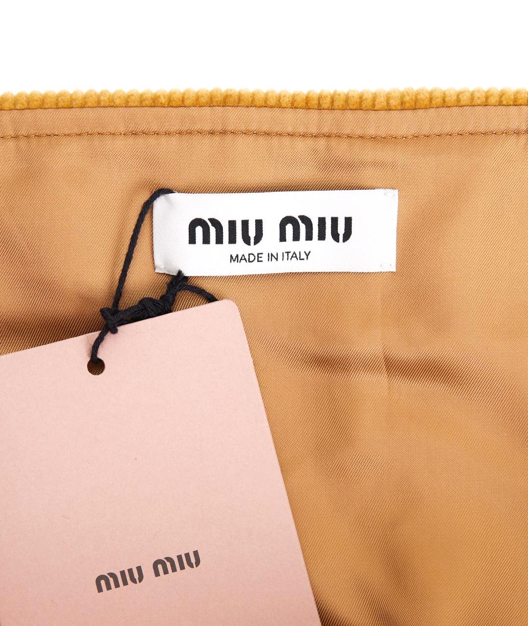 MIU MIU Желтая хлопковая юбка мини, фото 10